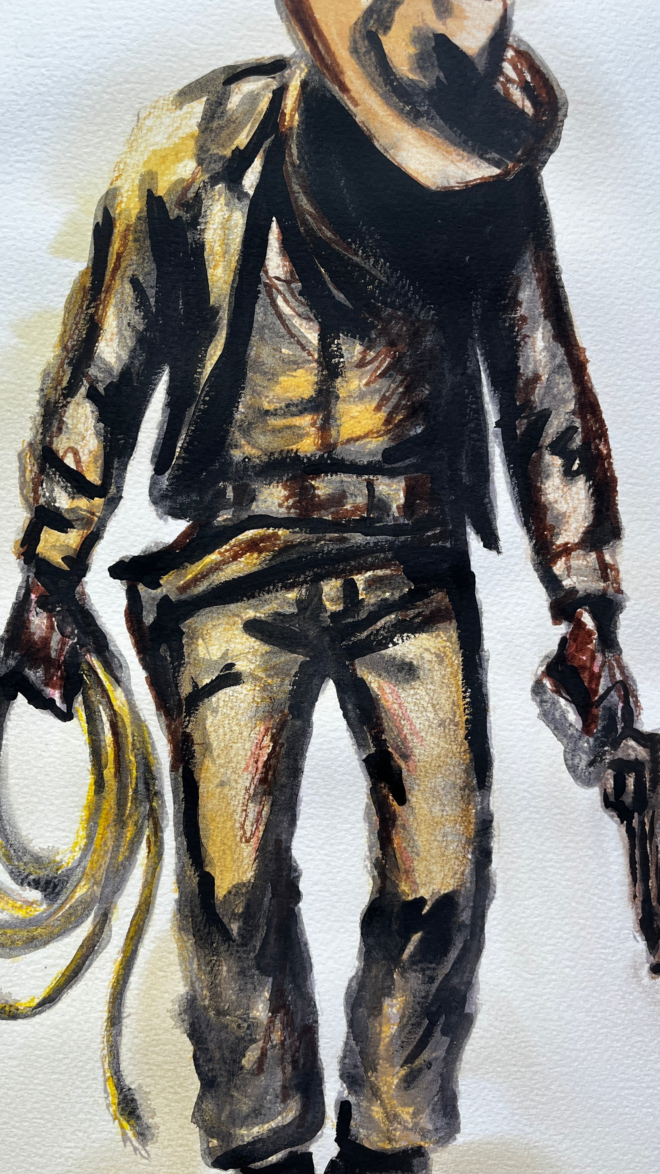 The Hanging Man IV (The Cowboy) — Original Artwork by Papayon - Charcoal Mixed media on Cotton Paper
