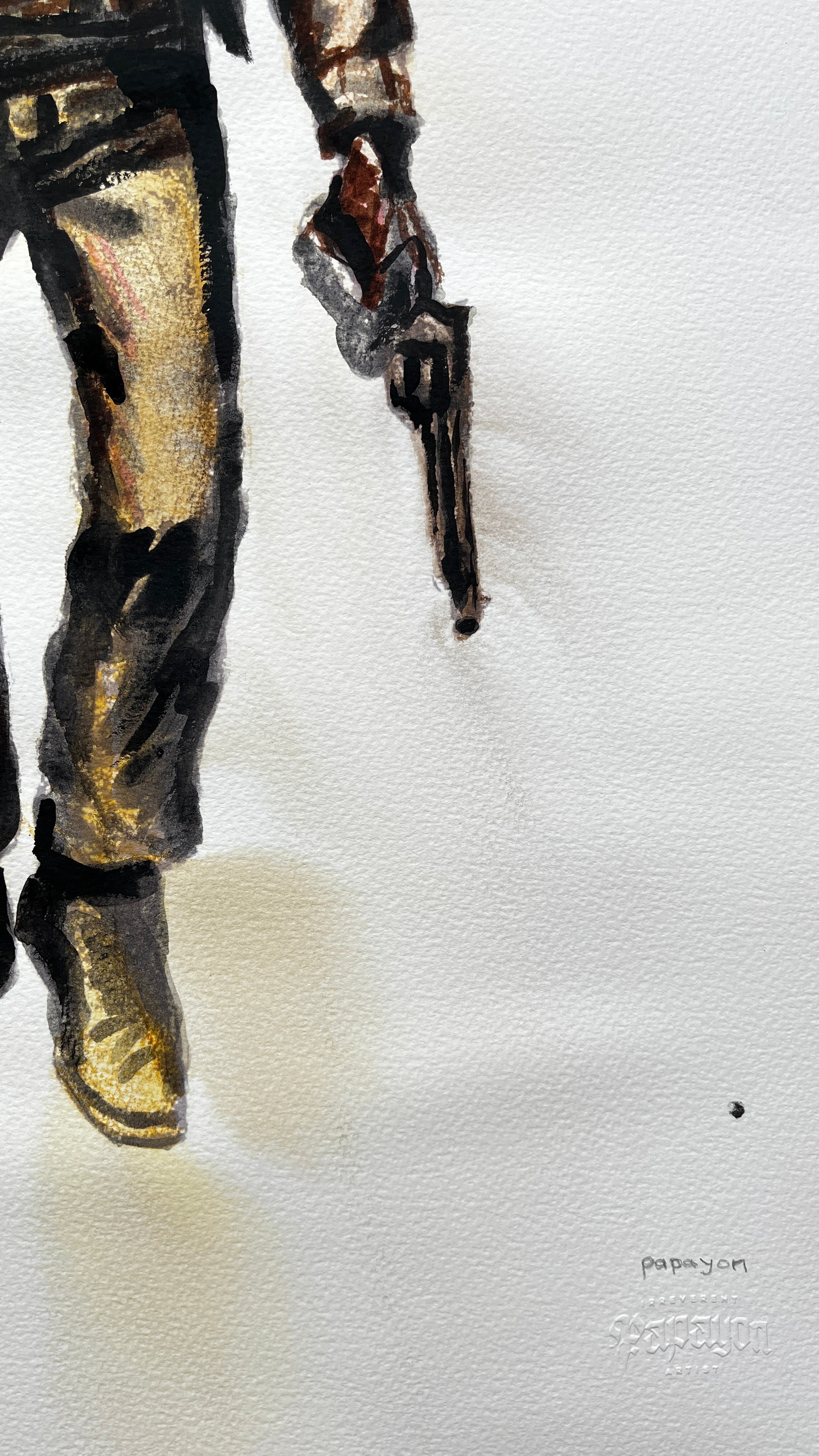 The Hanging Man IV (The Cowboy) — Original Artwork by Papayon - Charcoal Mixed media on Cotton Paper