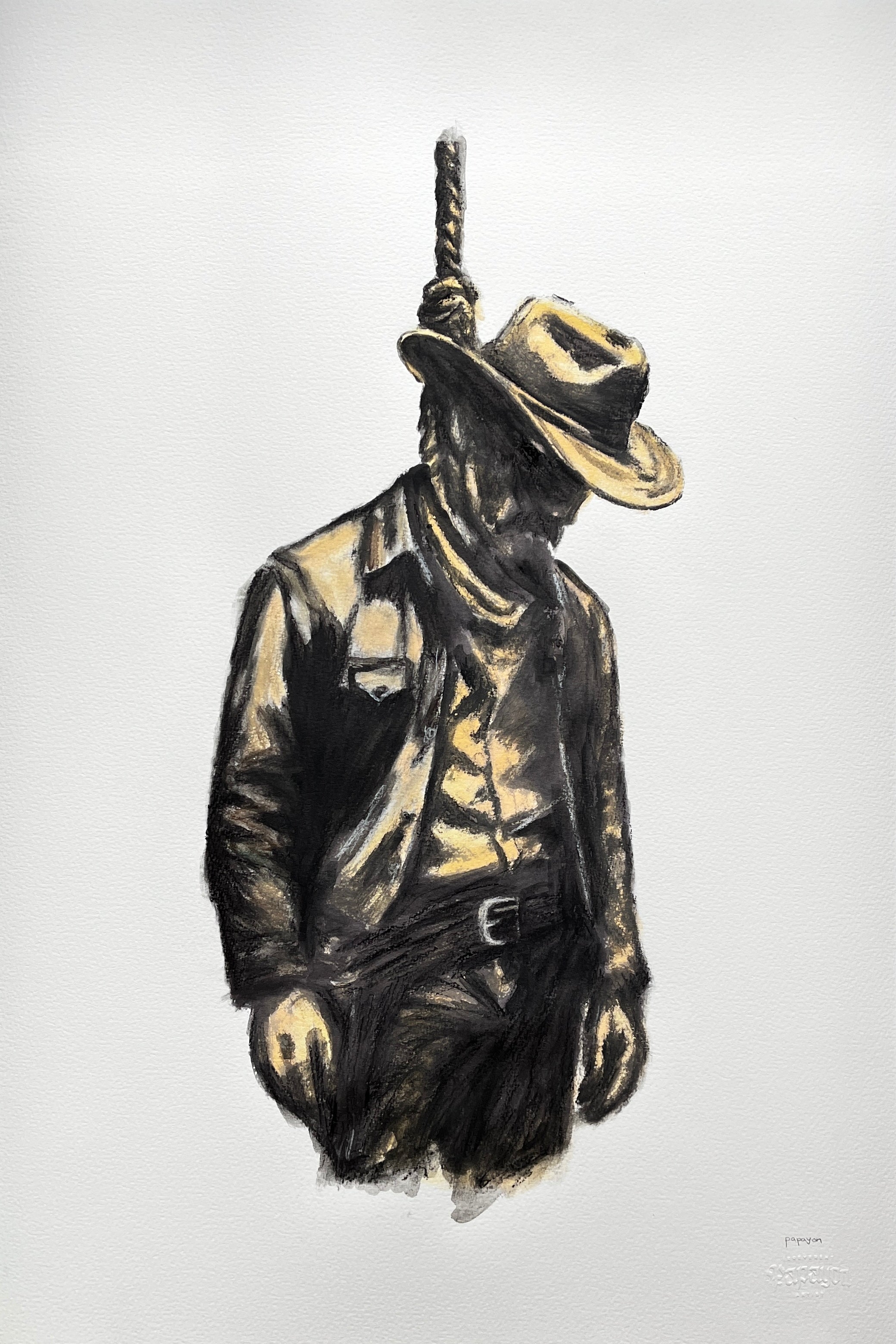 Still Hanging — Original Artwork by Papayon - Charcoal Mixed media on Cotton Paper