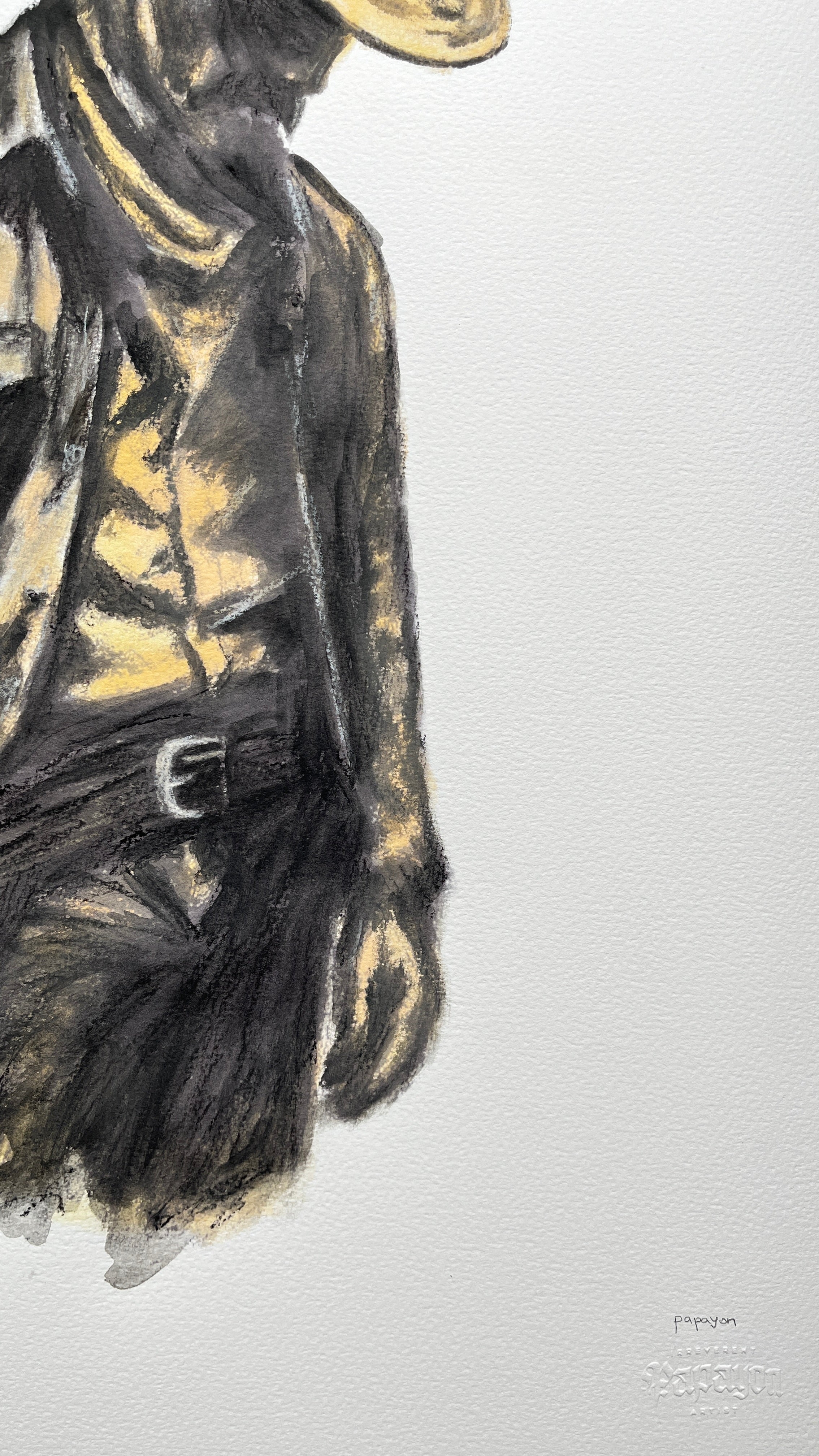 Still Hanging — Original Artwork by Papayon - Charcoal Mixed media on Cotton Paper
