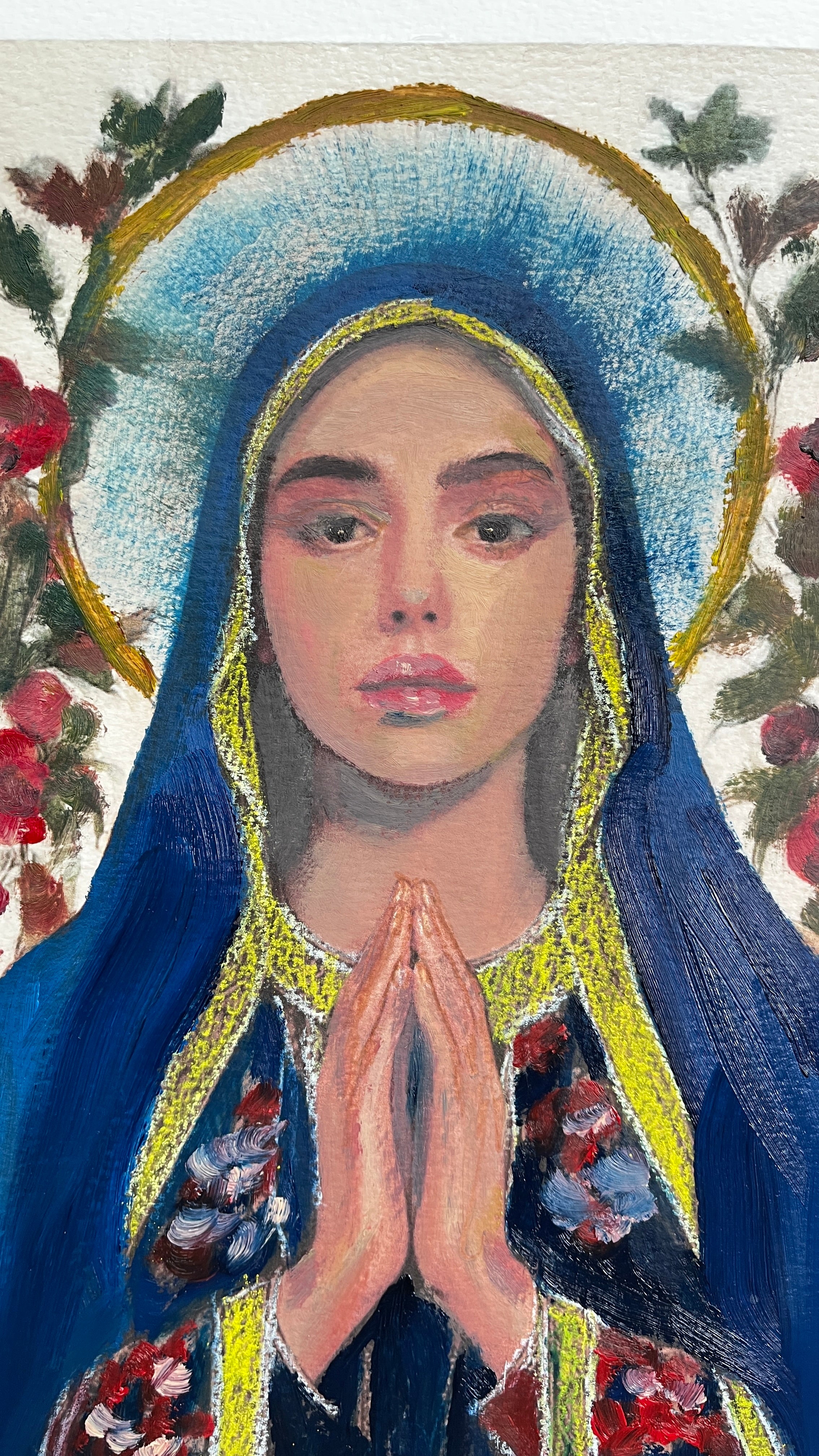 Madonna Flor — Original Artwork by Papayon - Oil mixed media on Cotton Paper