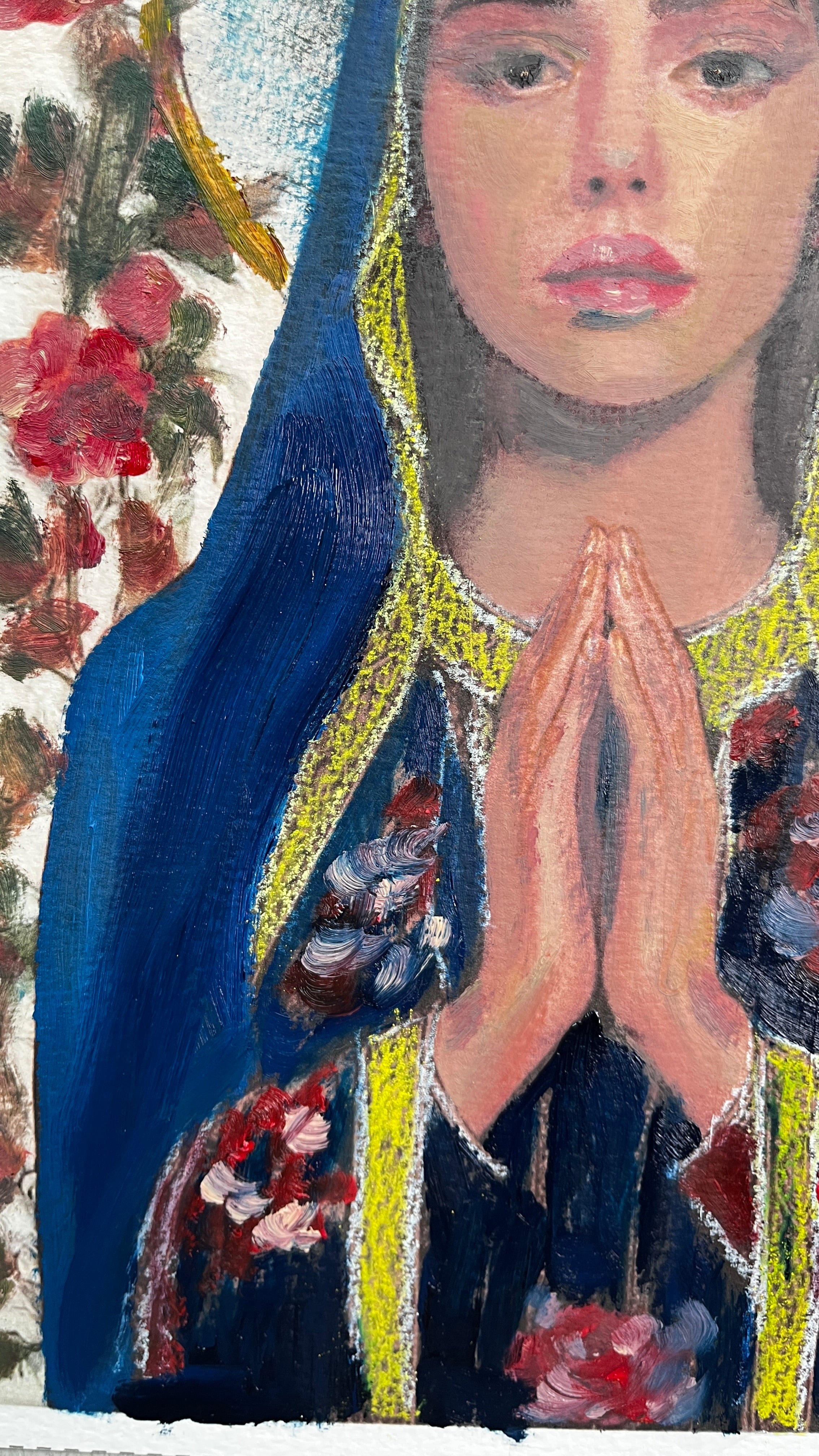 Madonna Flor — Original Artwork by Papayon - Oil mixed media on Cotton Paper