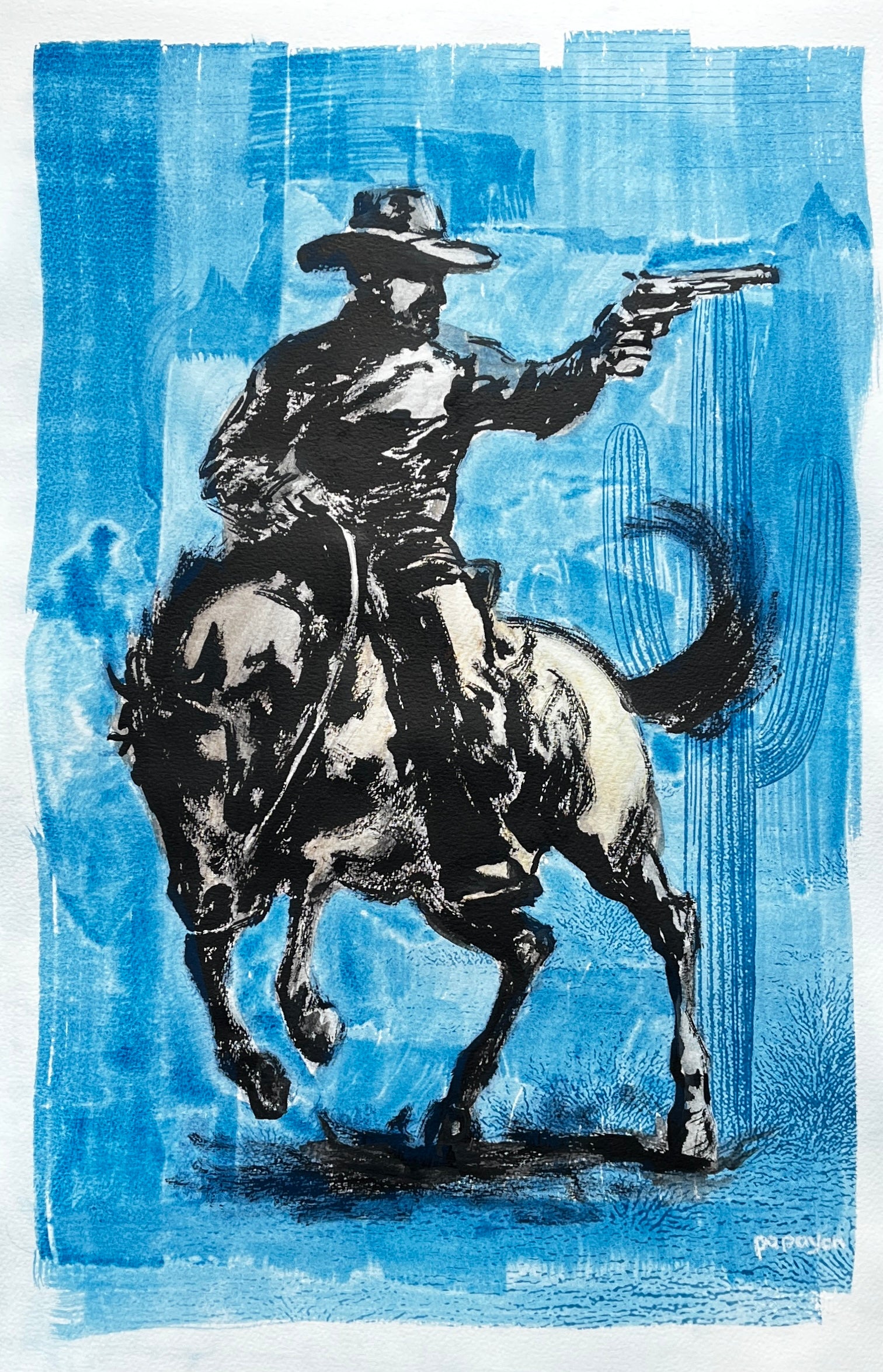 Ride or Die — Original Artwork by Papayon - Cyanotyype & China Mixed media on Cotton Paper