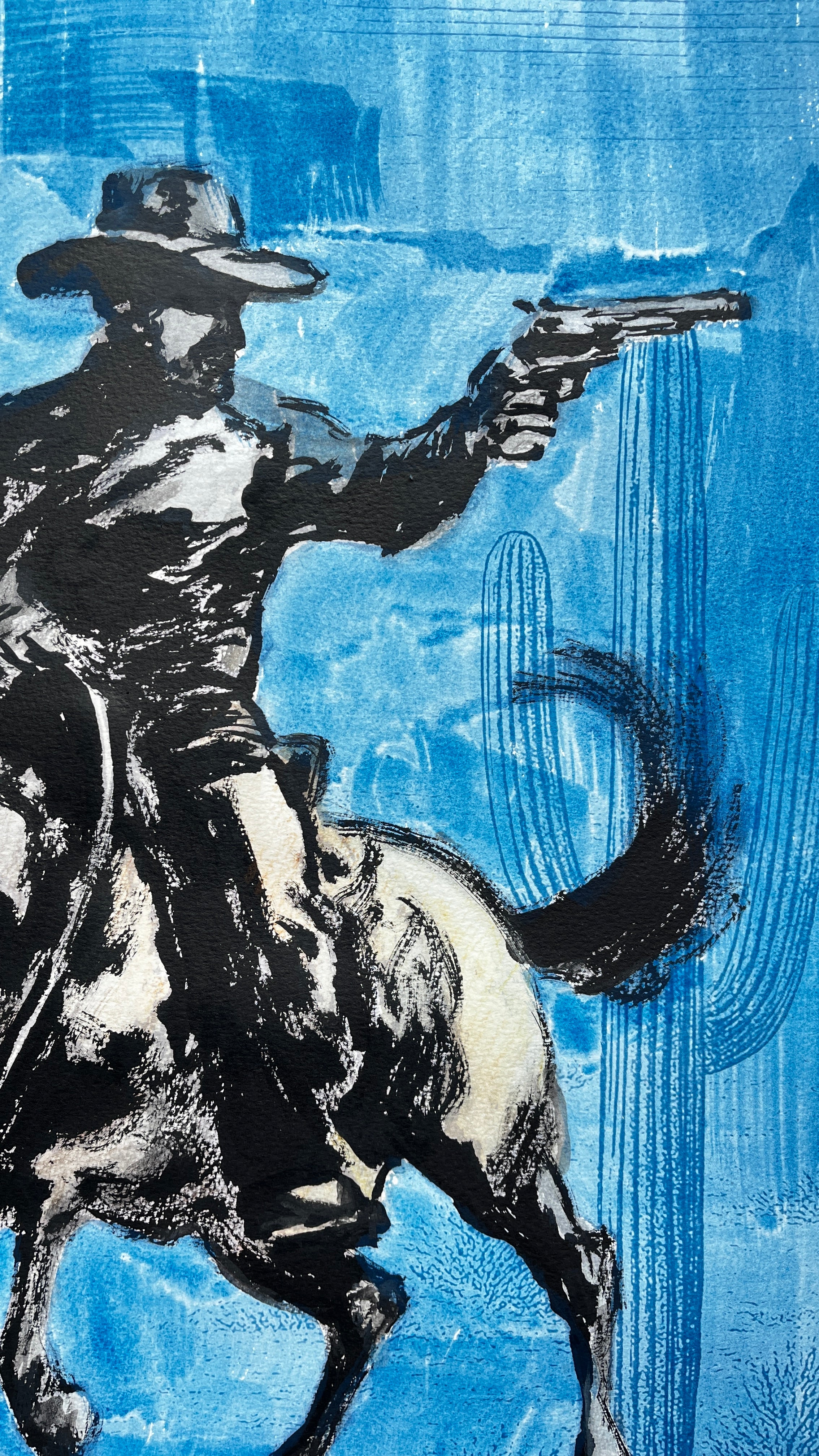 Ride or Die — Original Artwork by Papayon - Cyanotyype & China Mixed media on Cotton Paper
