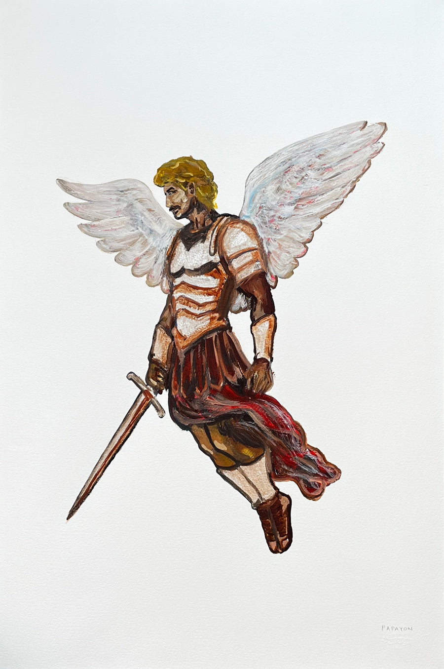 Sentinel — Original Artwork by Papayon | Oil Mixed media on Cotton Paper 2025