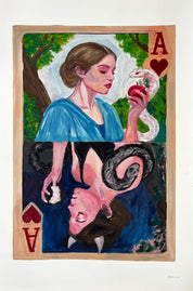 Original Sin, Double Down — Original Artwork by Papayon - Oil on Cotton Paper