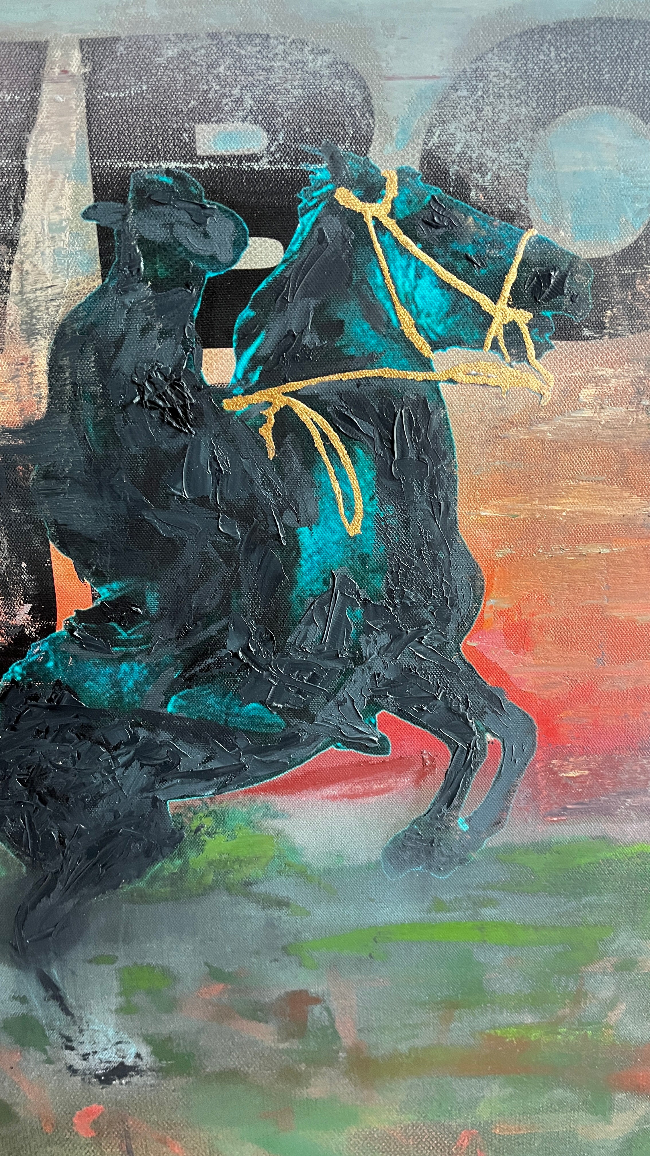 Vaquero sobre lienzo — Técnica mixta sobre lienzo de Papayon