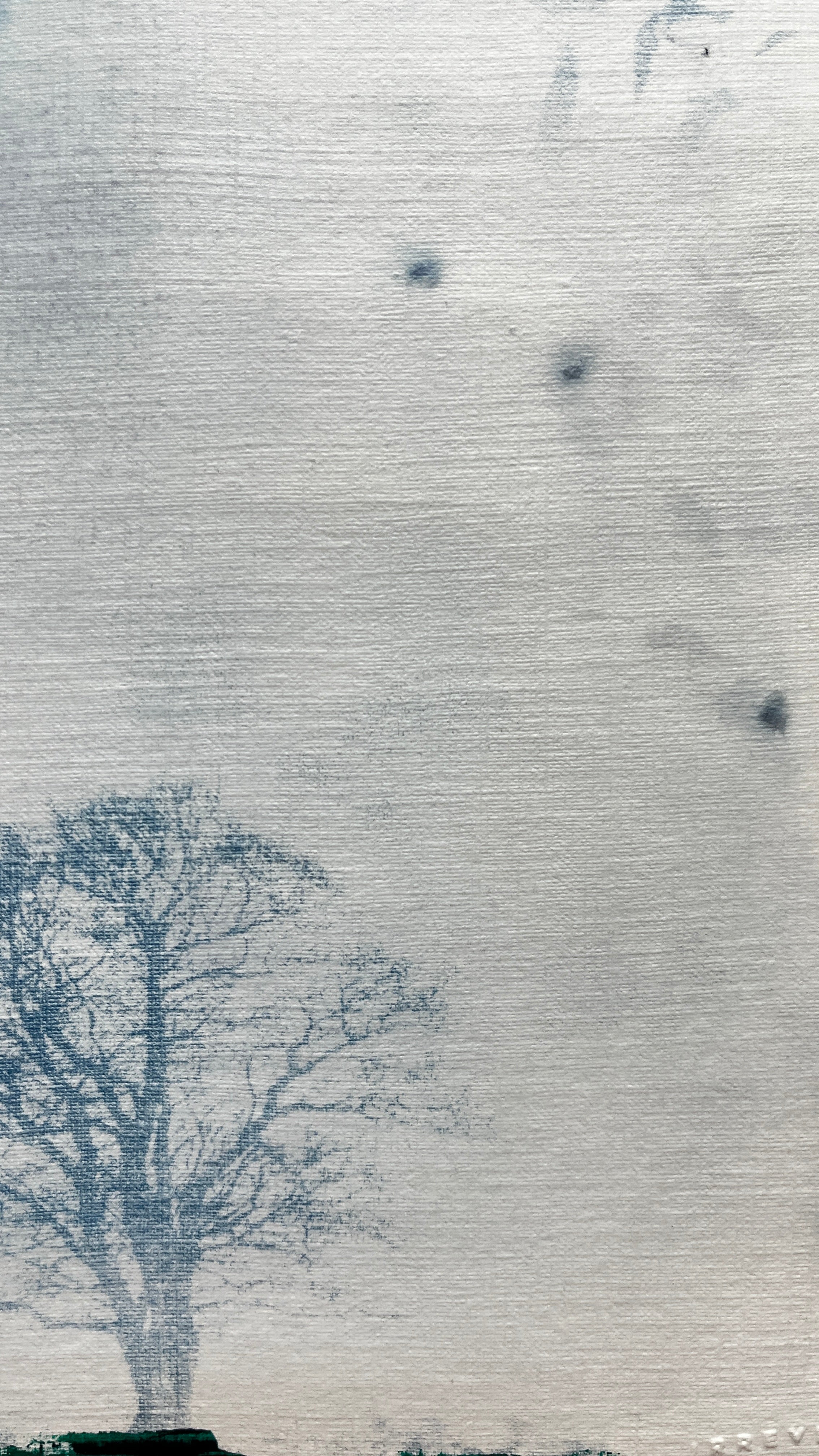 Solitude — Original artwork by Papayon – Mixed media cyanotype on paper