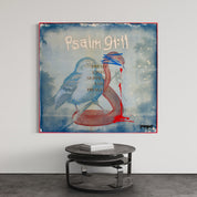 Celestial Vigilance — Mixed media cyanotype on canvas by Papayon