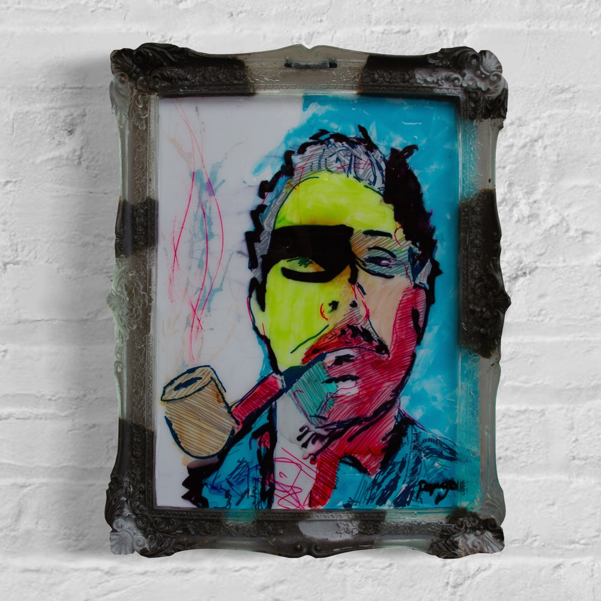 Shades of Inner Complexity: A Self-Portrait in Dual Contrast — Mixed media framed by Papayon
