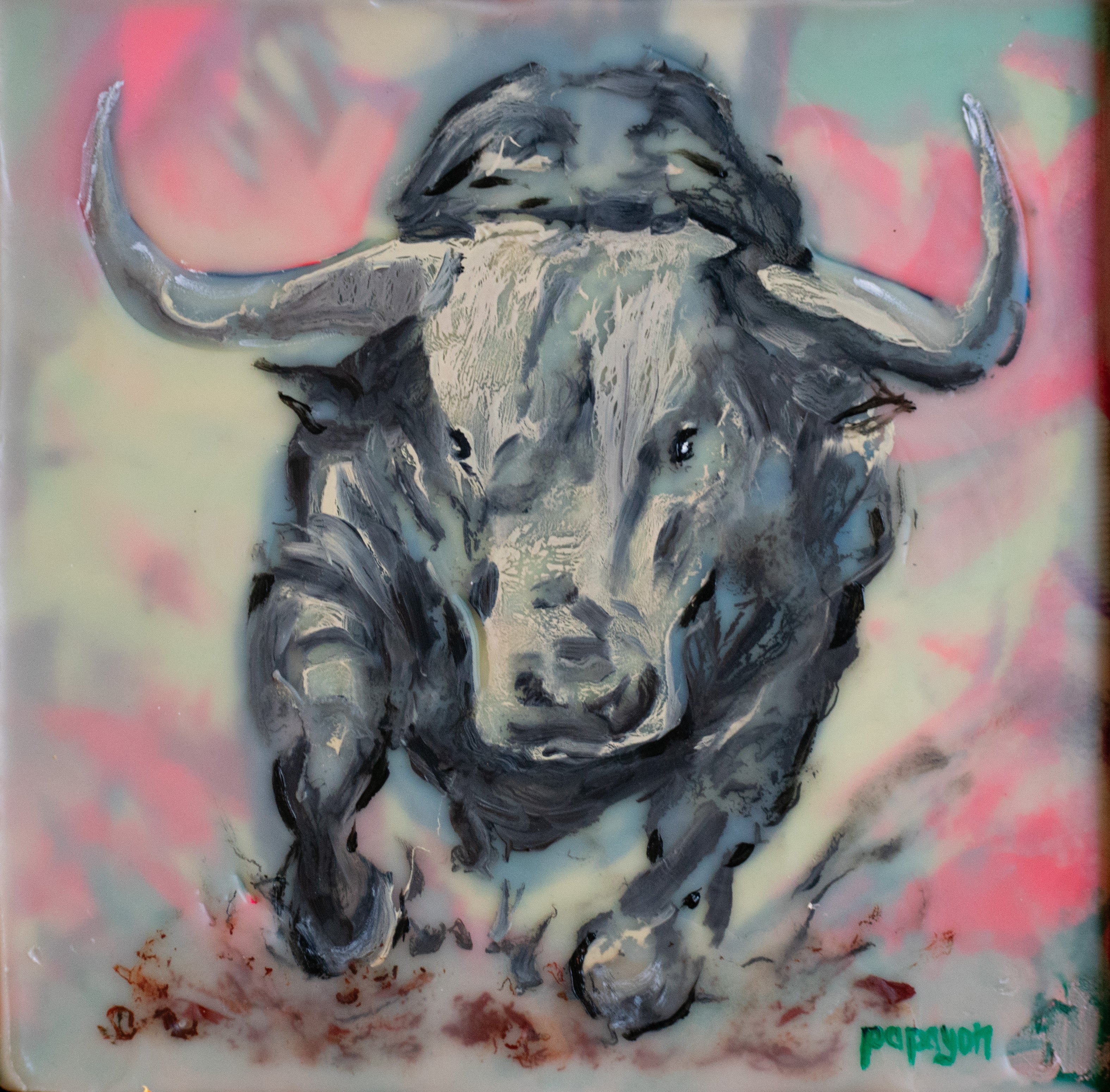 No Turning Back — Original artwork by Papayon – Mixed media oil and encaustic on canvas
