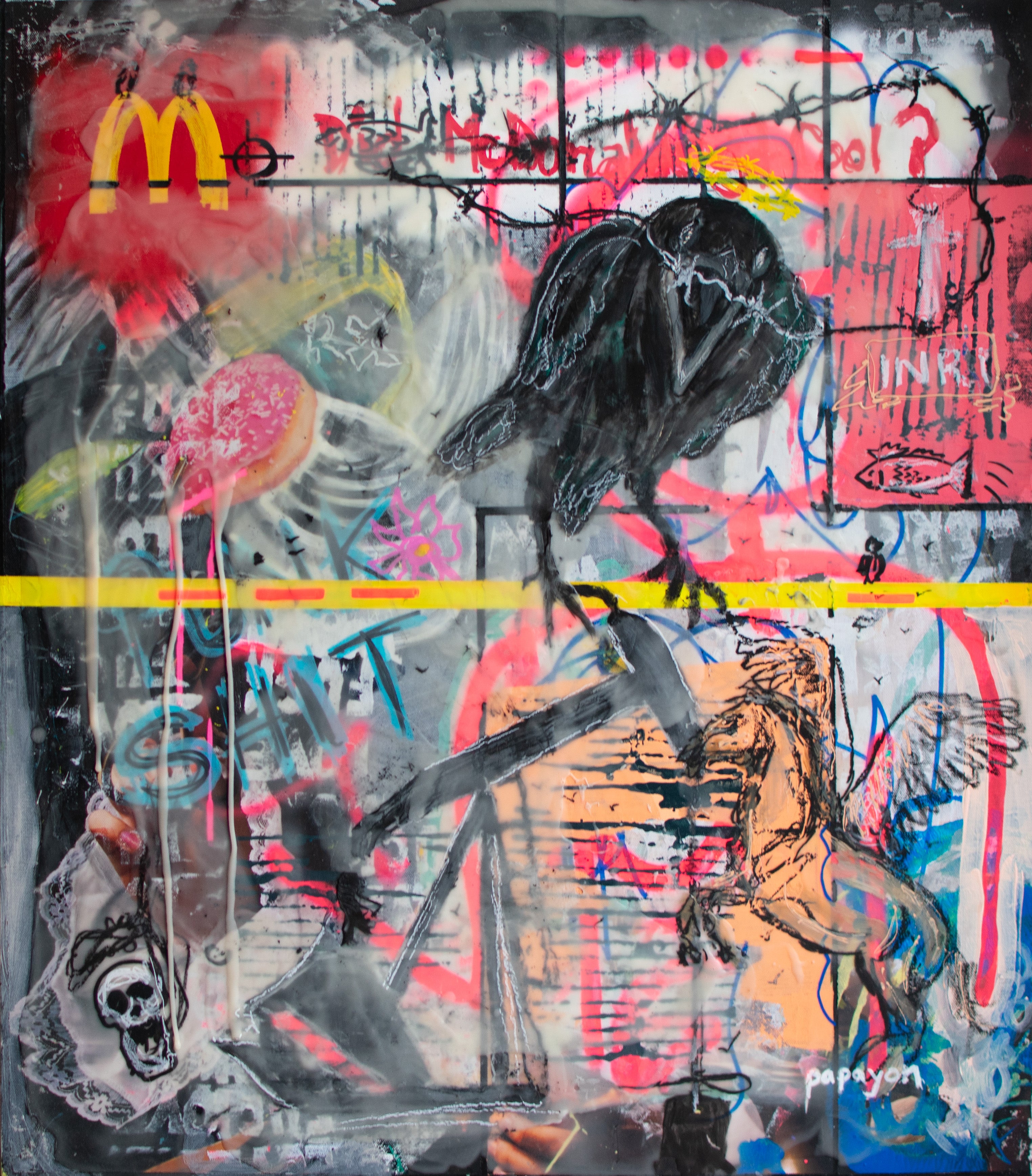 Kingdom Come and Crude — Original artwork by Papayon – Mixed media and encaustic on canvas