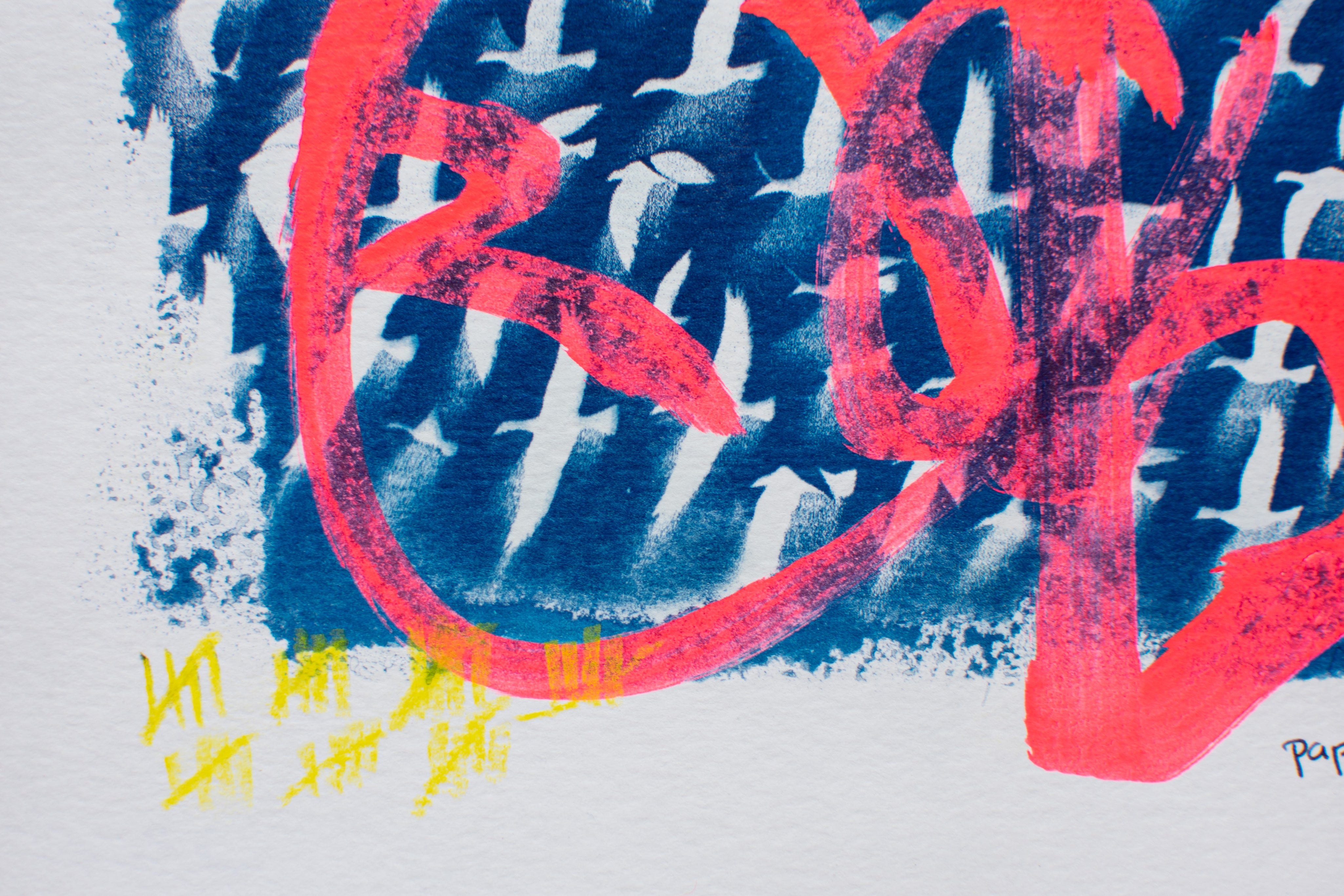 Mark the Flight — Mixed media cyanotype on paper by Papayon