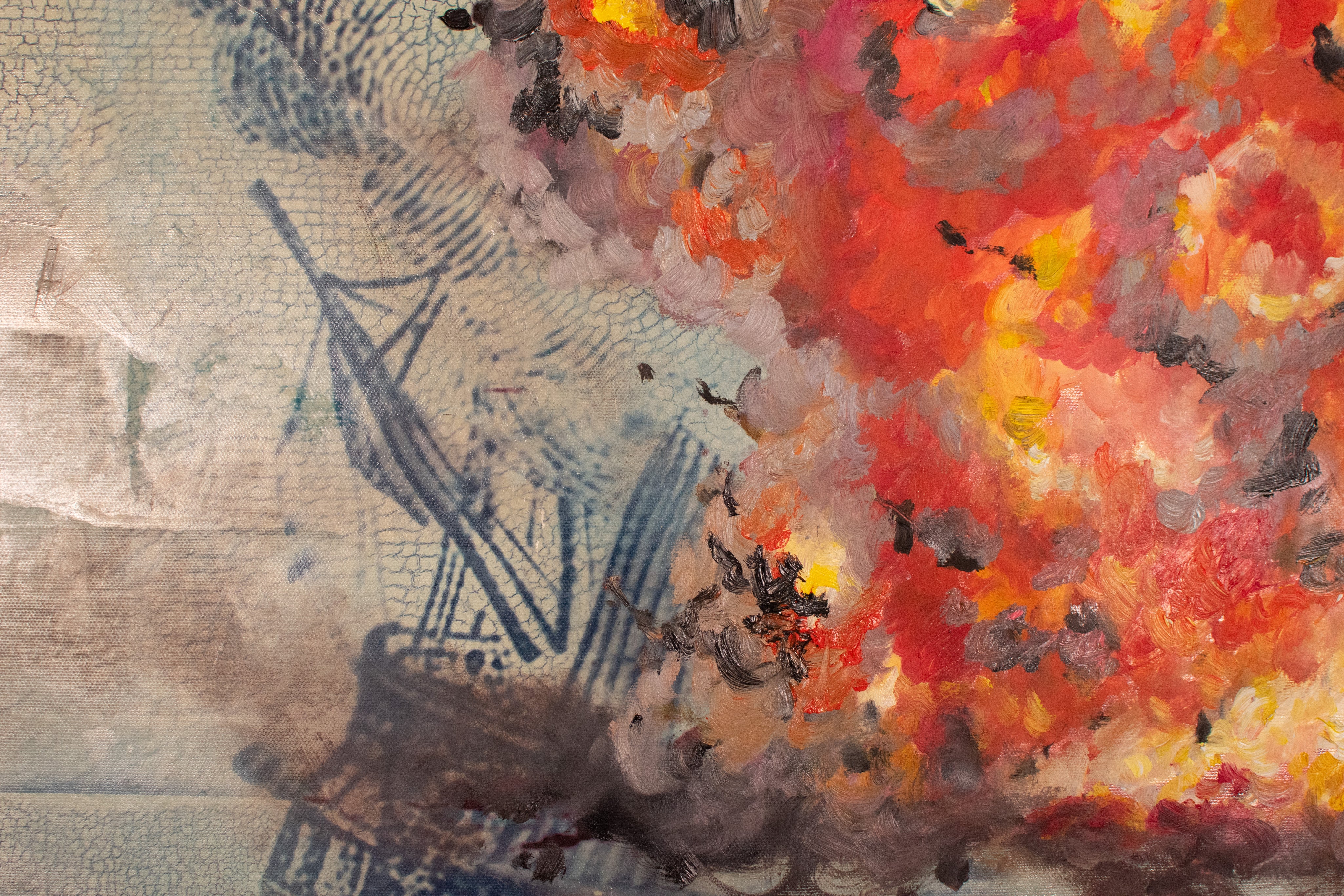 Meanwhile... — Original Artwork by Papayon - Cyanotype Oil Mixed media on canvas