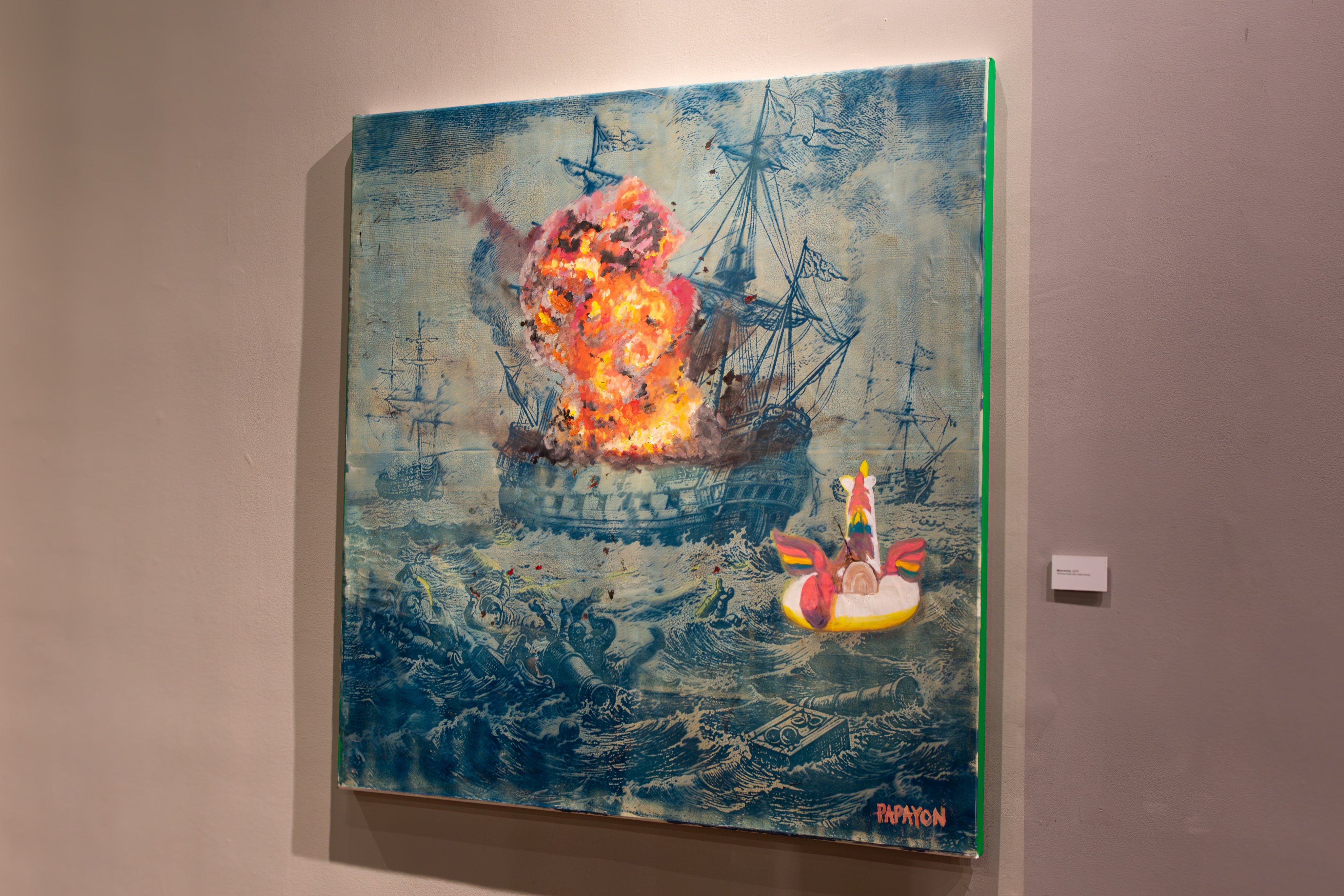 Meanwhile... — Original Artwork by Papayon | Cyanotype Oil Mixed media on canvas 2025