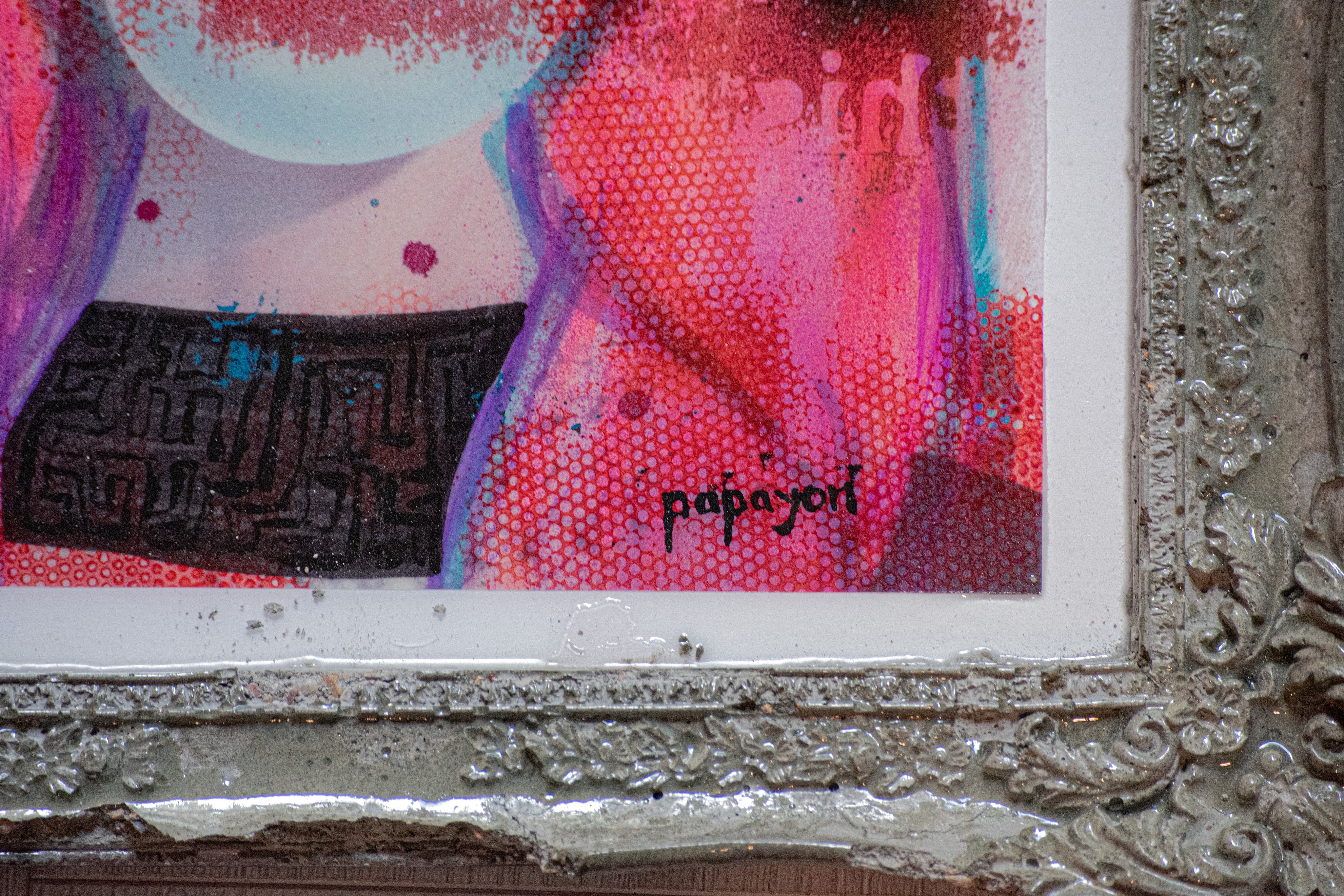 Muted — Original artwork by Papayon – Framed mixed media painting