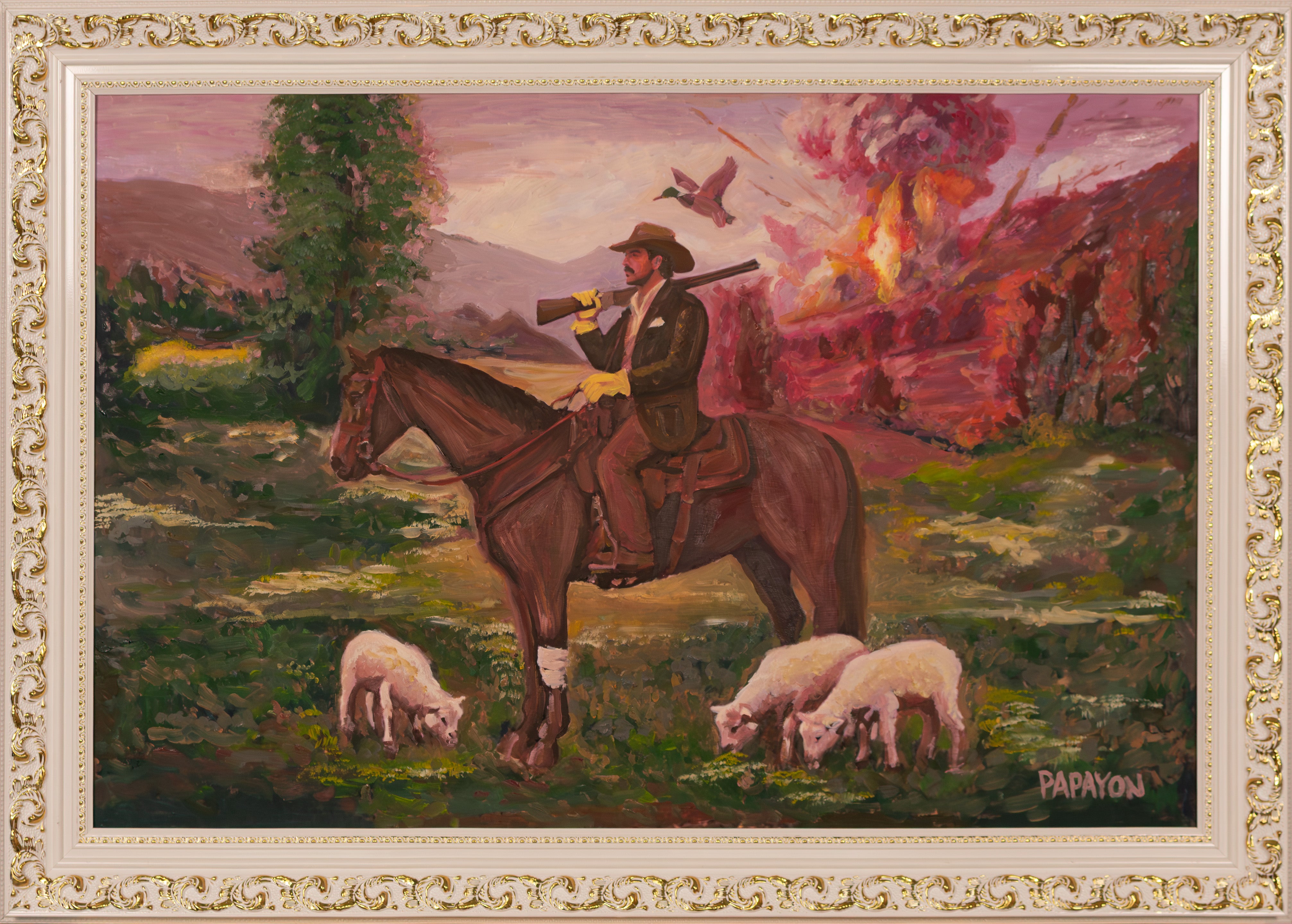 Necessary Action — Original Artwork by Papayon - Oil on canvas board framed