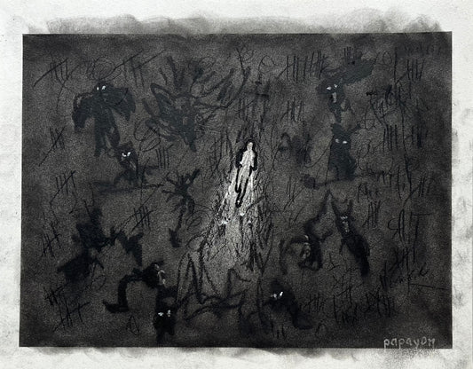 Charcoal on paper by papayon