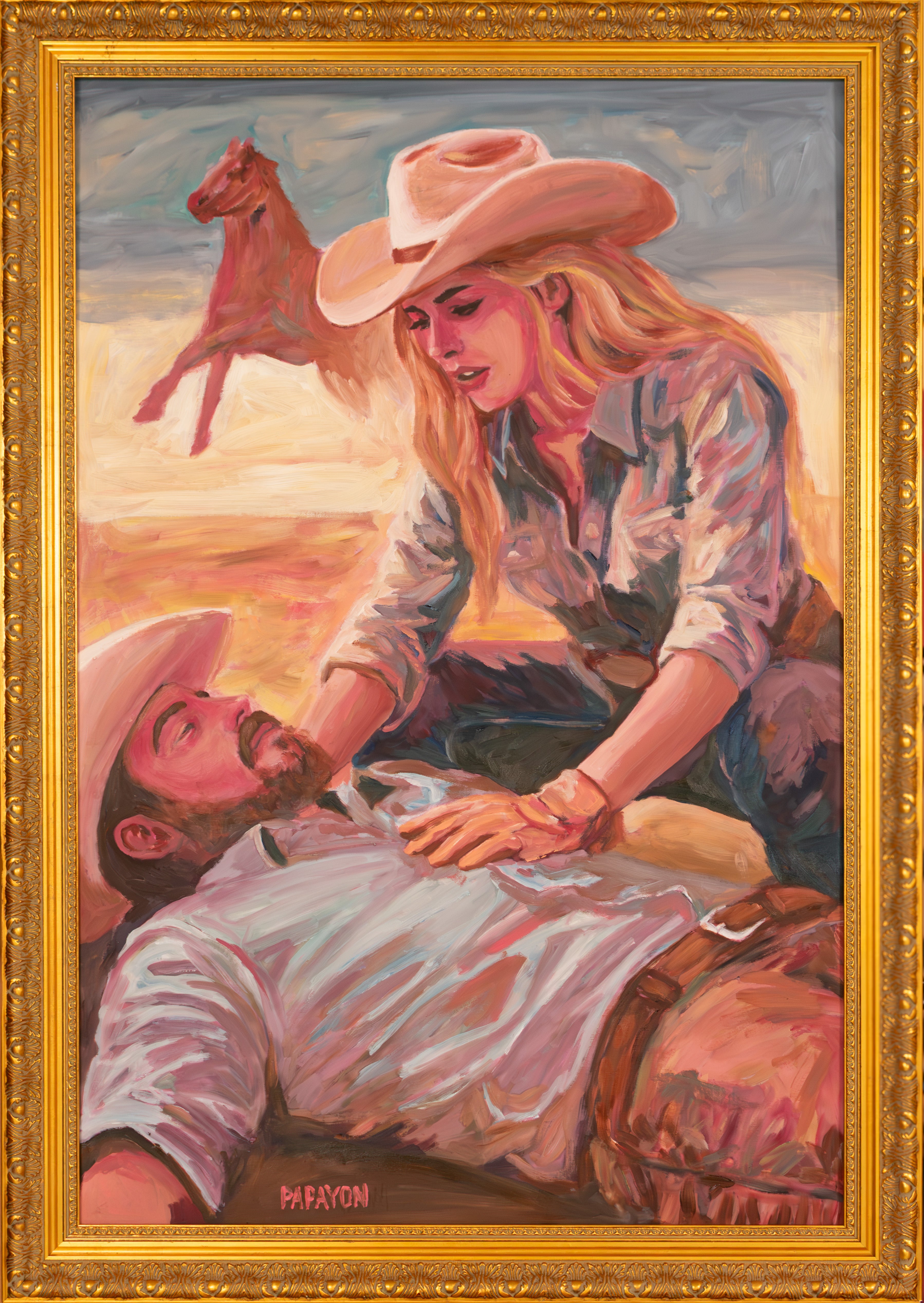 Quiet Agreement — Original Artwork by Papayon - Oil on canvas board framed