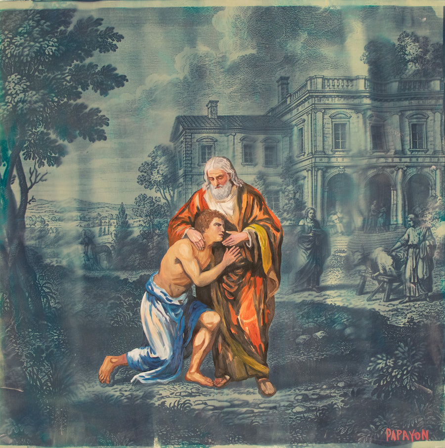 Return — Papayon | Cyanotype Oil Mixed media on canvas 2025