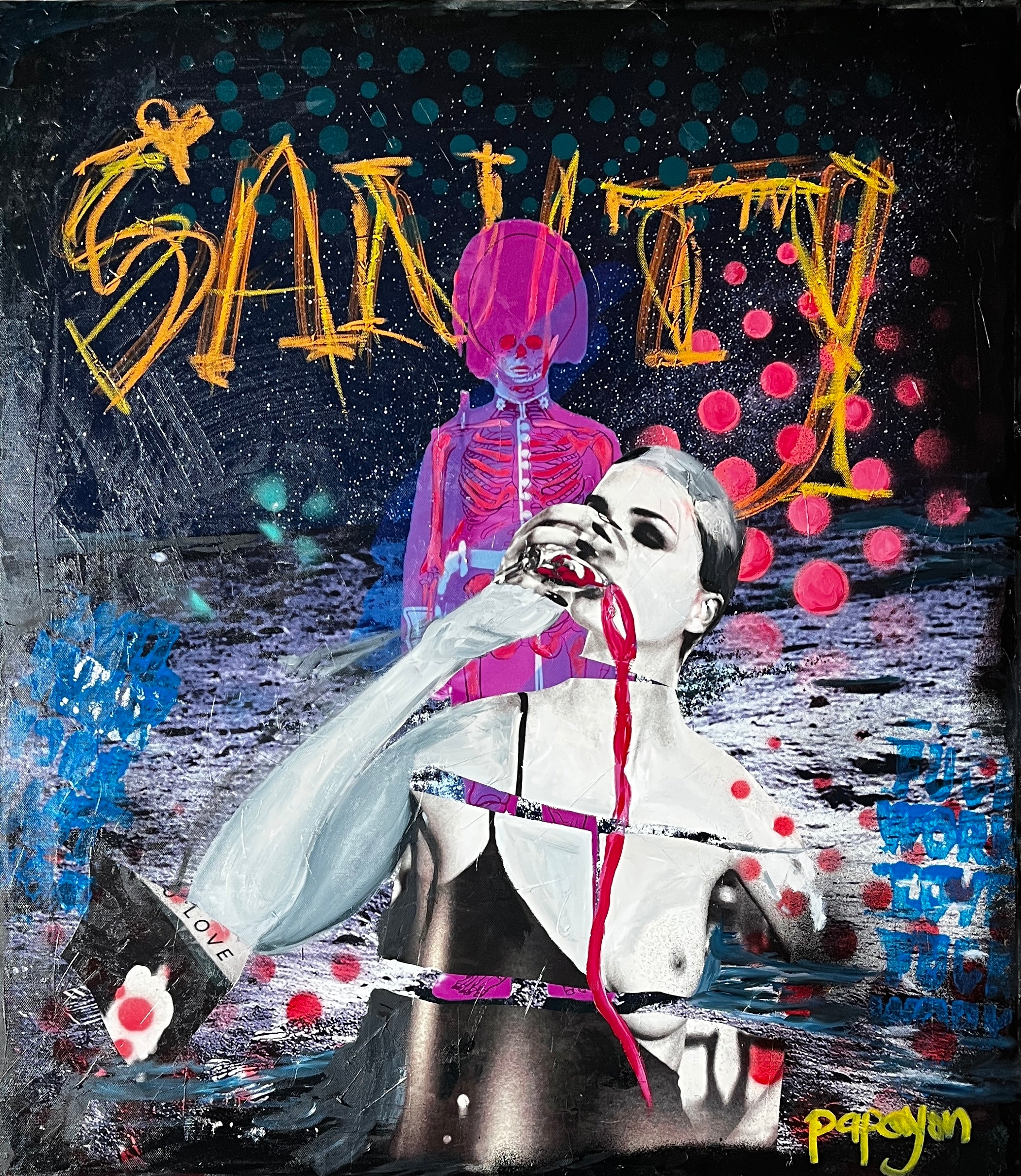 Mixed media original artwork by Papayon