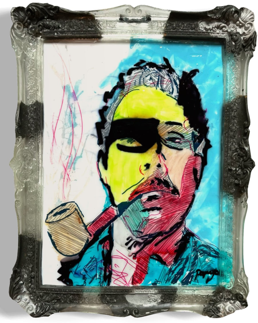 Matices de complejidad interior: un autorretrato en doble contraste — Técnica mixta enmarcada por Papayon