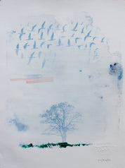 Solitude — Original artwork by Papayon – Mixed media cyanotype on paper