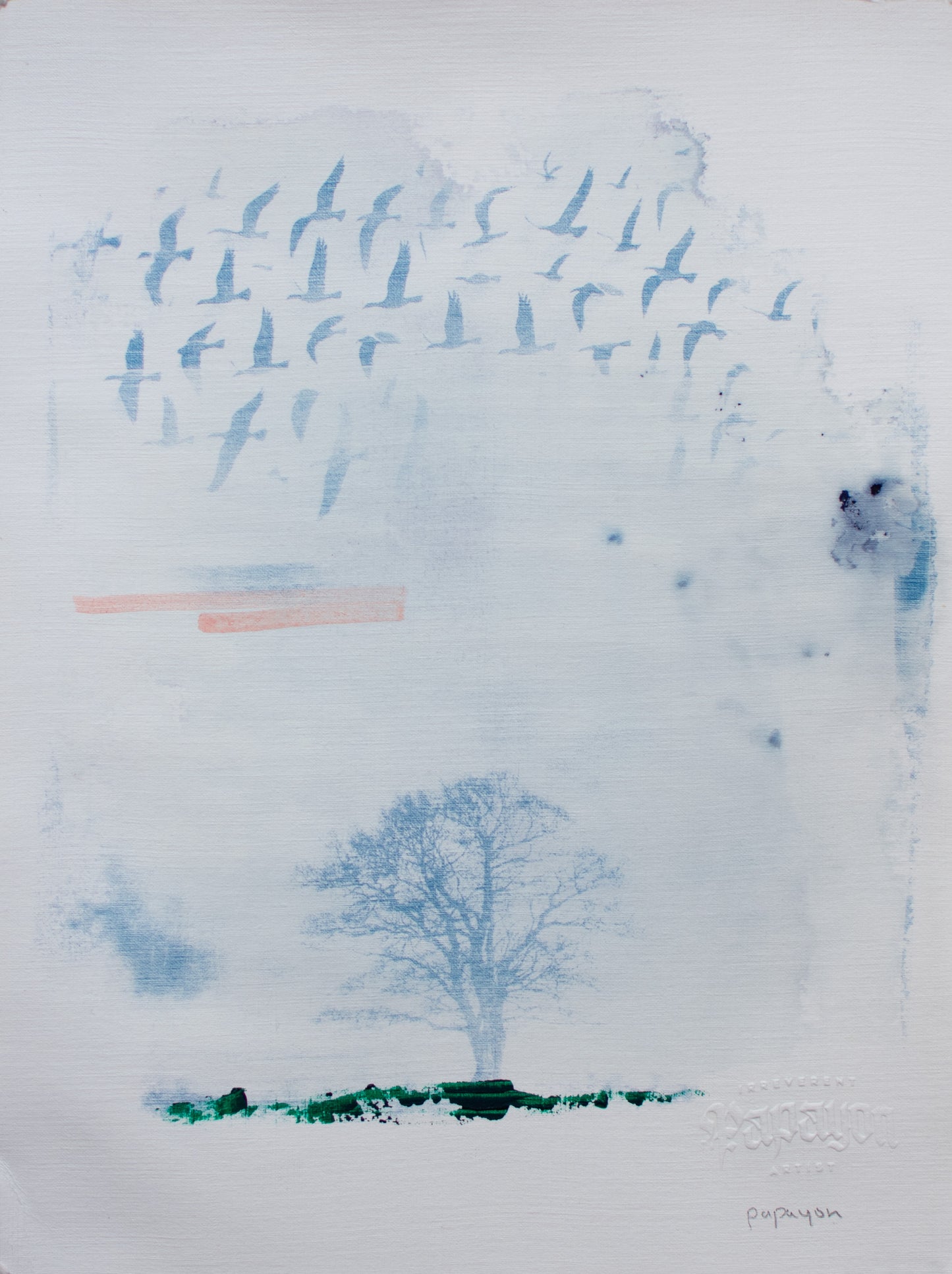 Solitude — Original artwork by Papayon – Mixed media cyanotype on paper