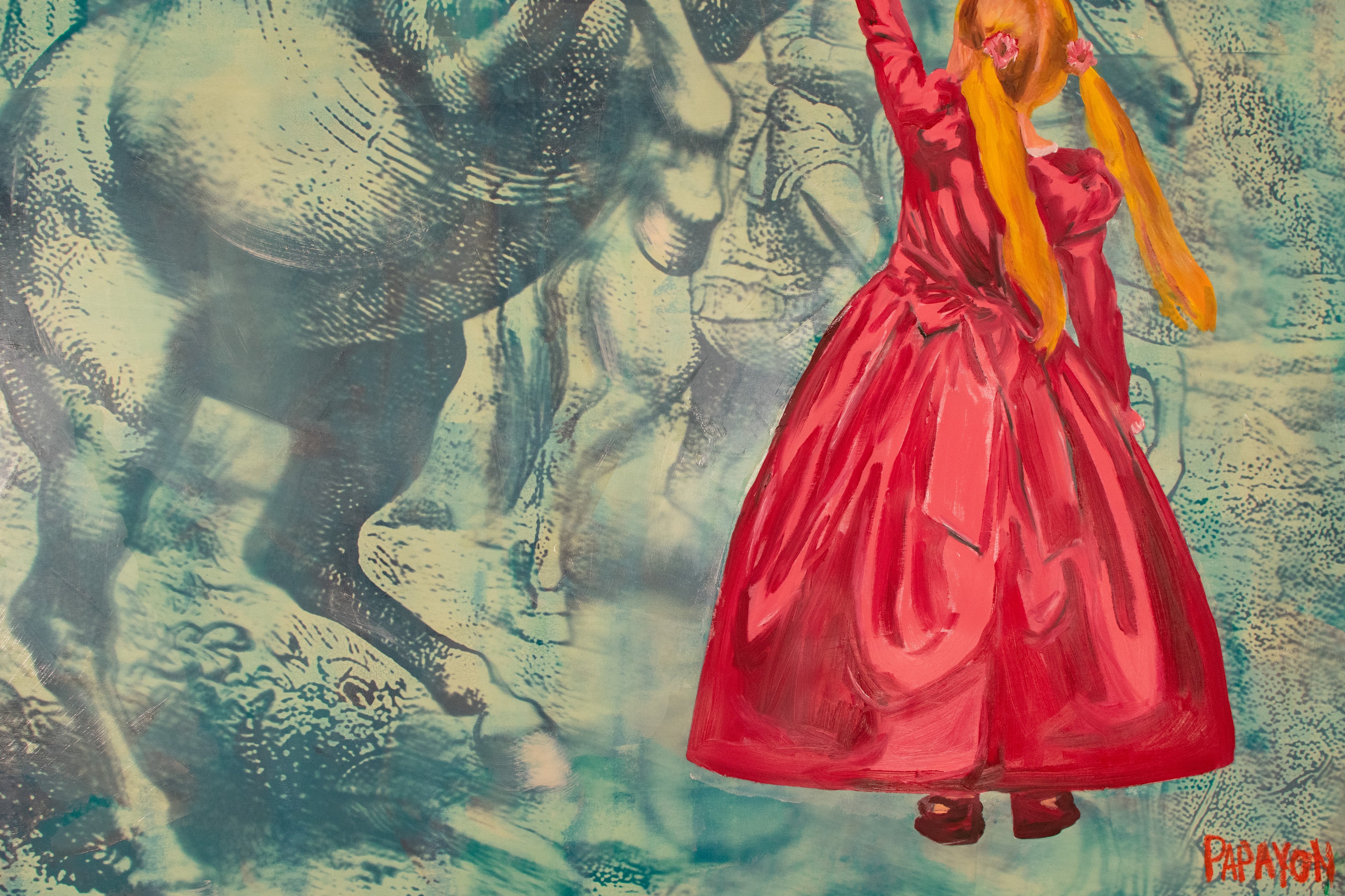 Tame — Original Artwork by Papayon - Cyanotype Oil Mixed media on canvas