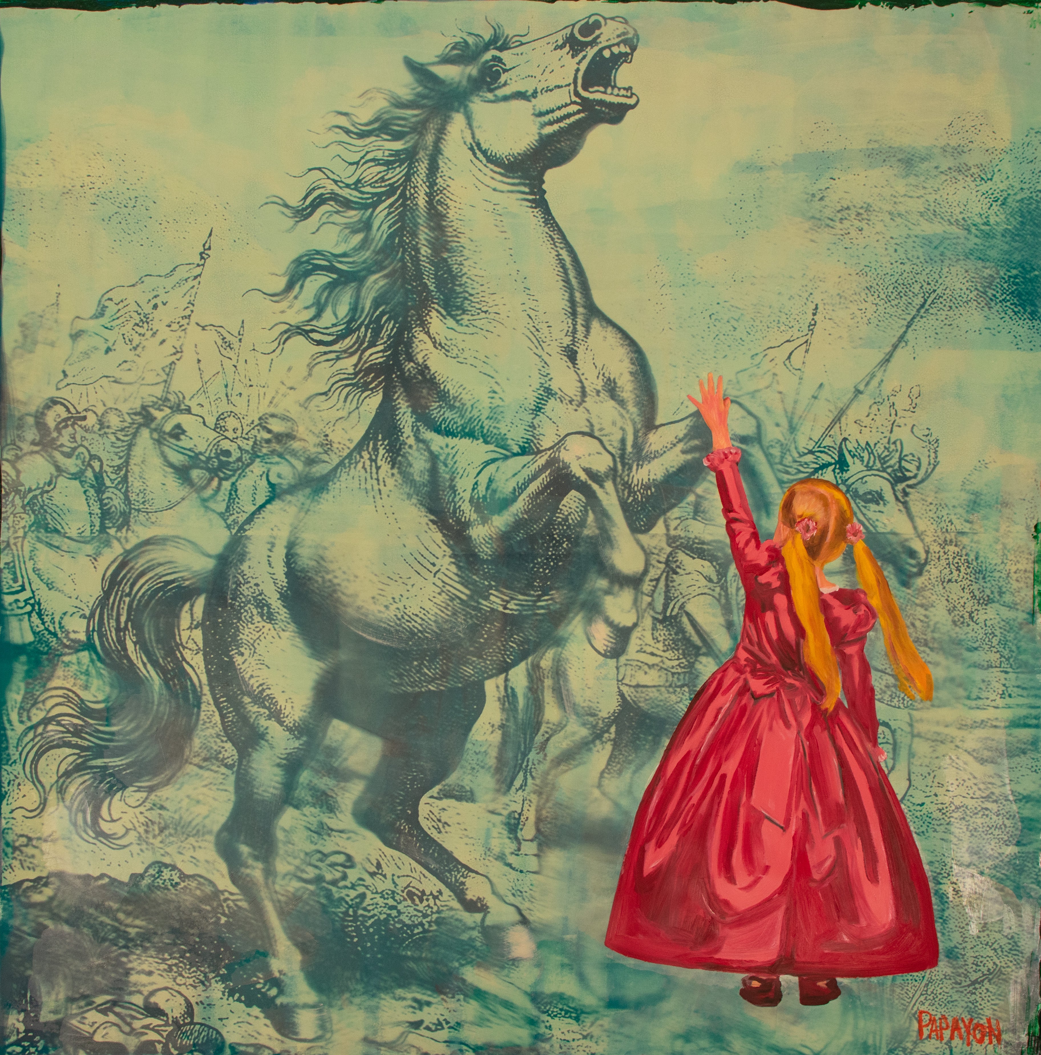 Tame — Original Artwork by Papayon - Cyanotype Oil Mixed media on canvas