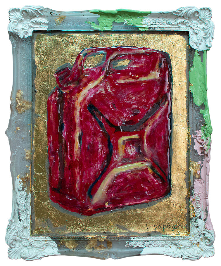 The Canister That Carried Fire  — Original artwork by Papayon – Framed resin, oil, and encaustic painting