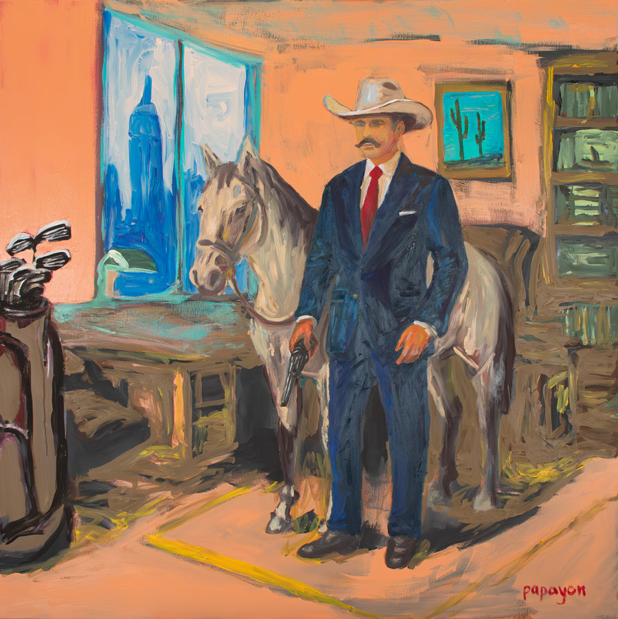 The Executive Cowboy — Original artwork by Papayon - Oil mixed media on canvas