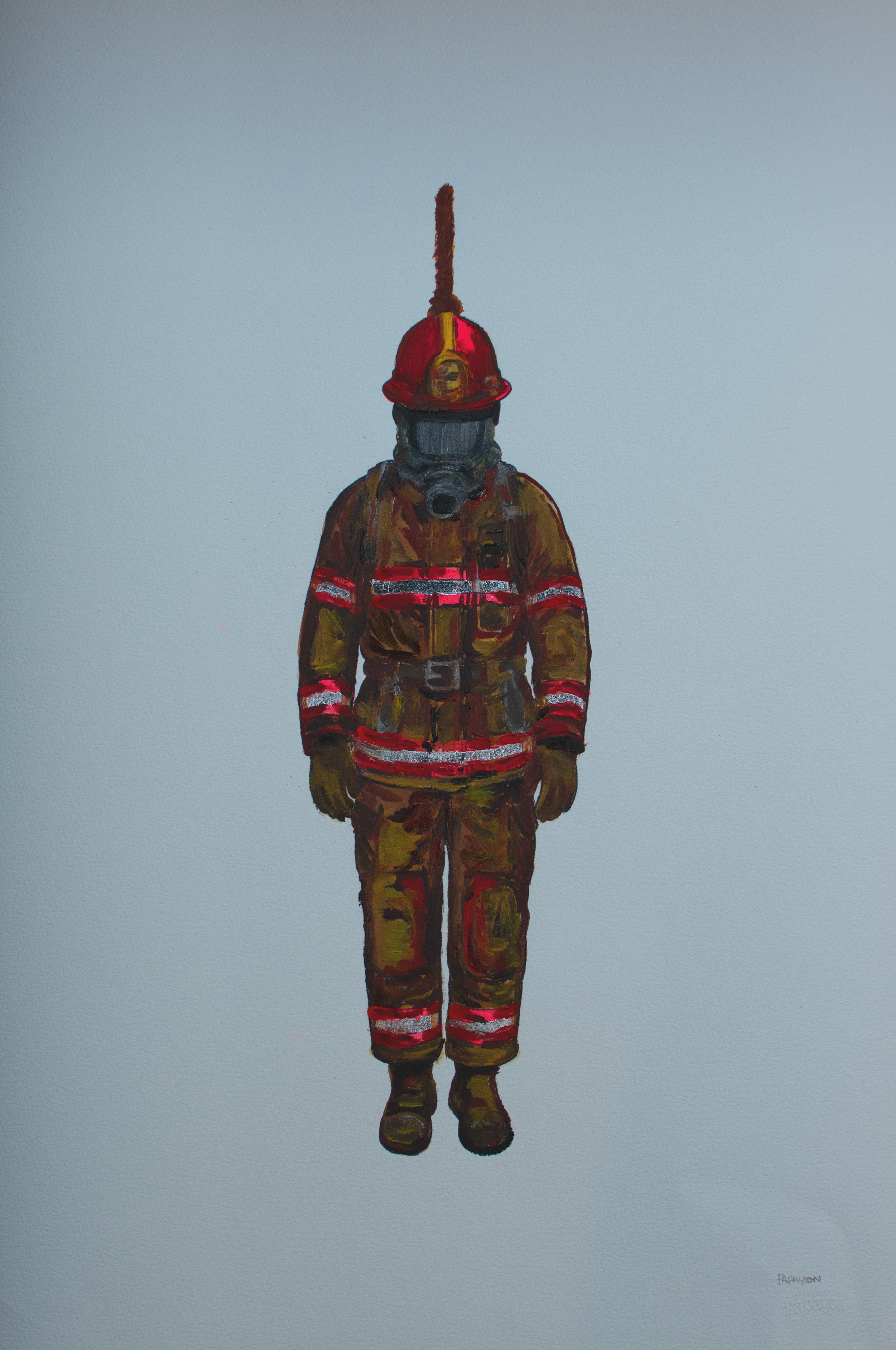 The Hanging Man VI (The Firefighter) — Original Artwork by Papayon - Oil Mixed media on Cotton Paper