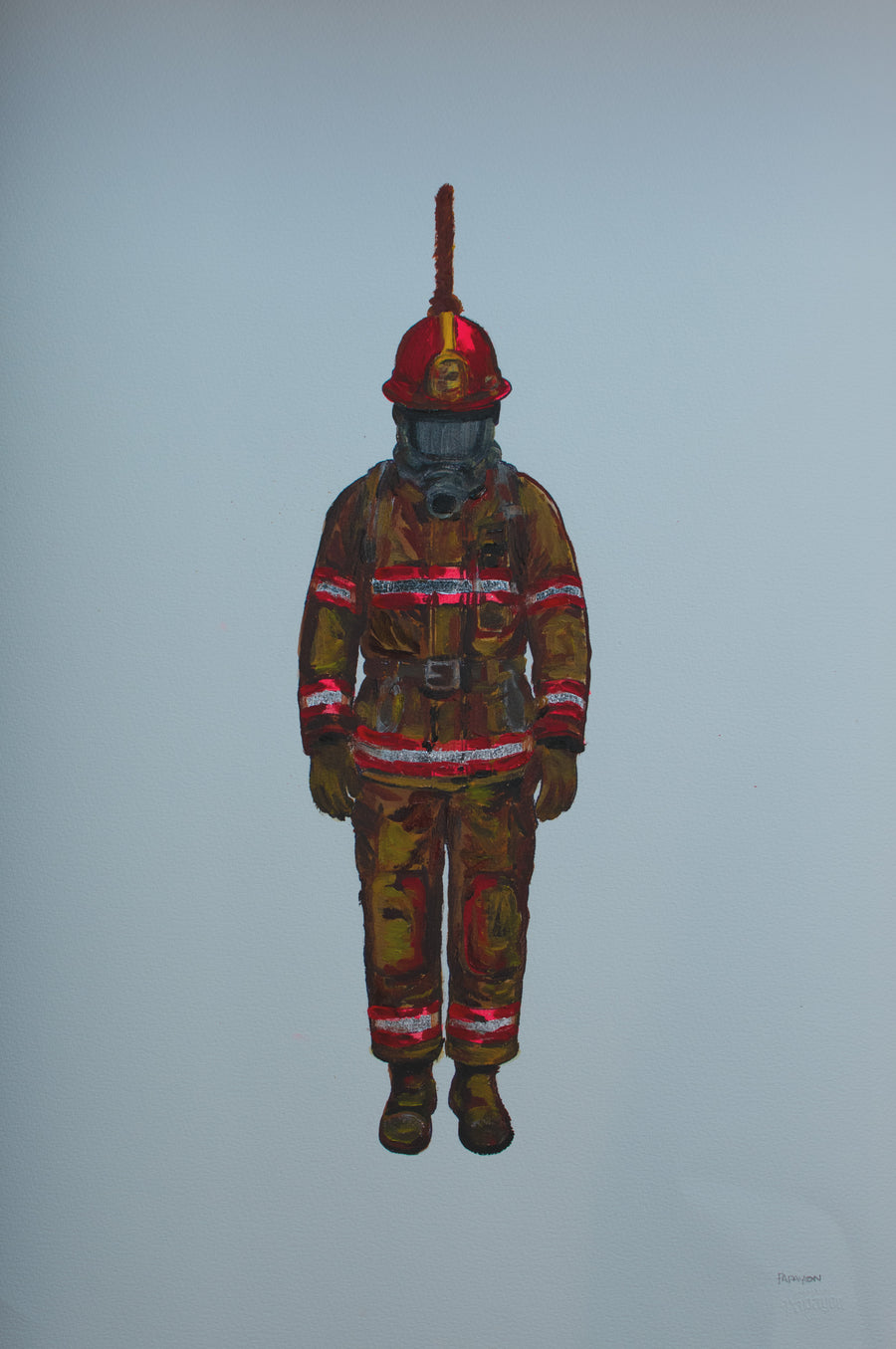 The Hanging Man VI (The Firefighter) — Original Artwork by Papayon | Oil Mixed media on Cotton Paper 2025