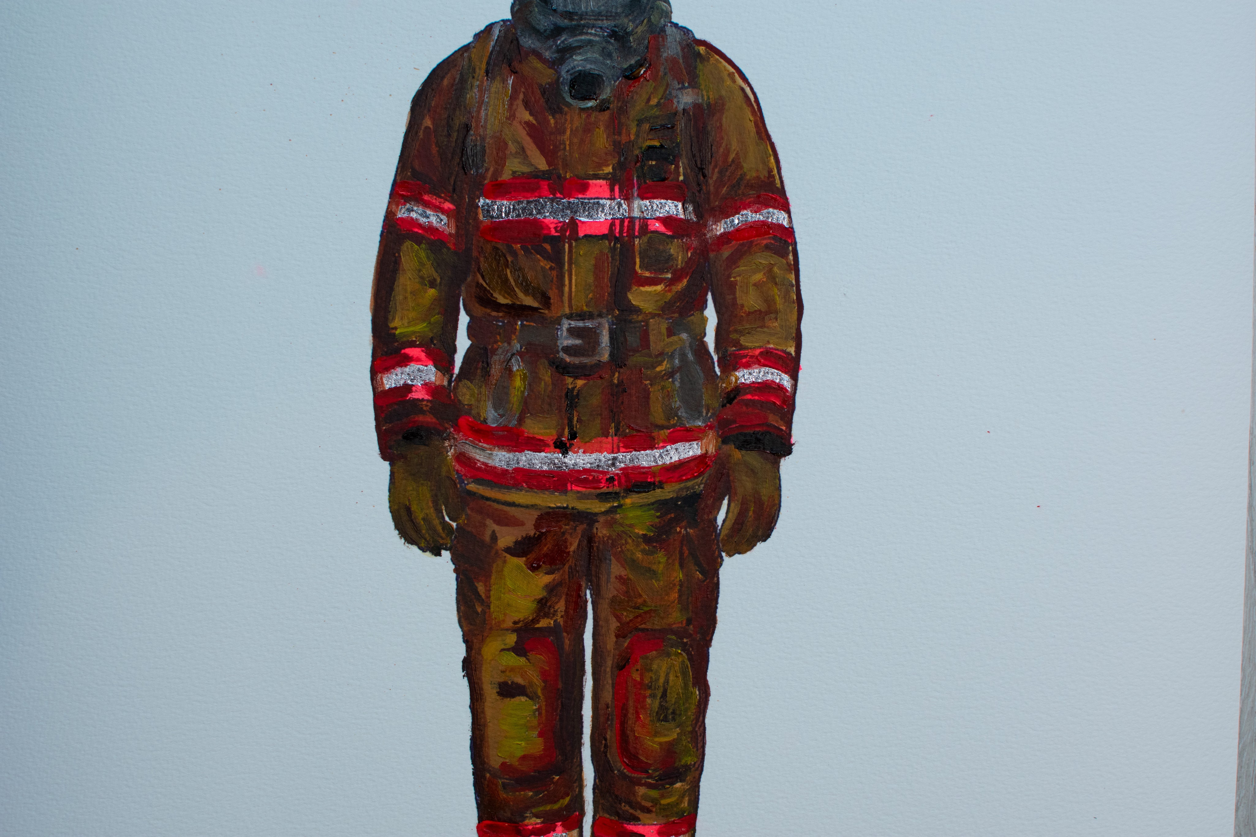 The Hanging Man VI (The Firefighter) — Original Artwork by Papayon - Oil Mixed media on Cotton Paper