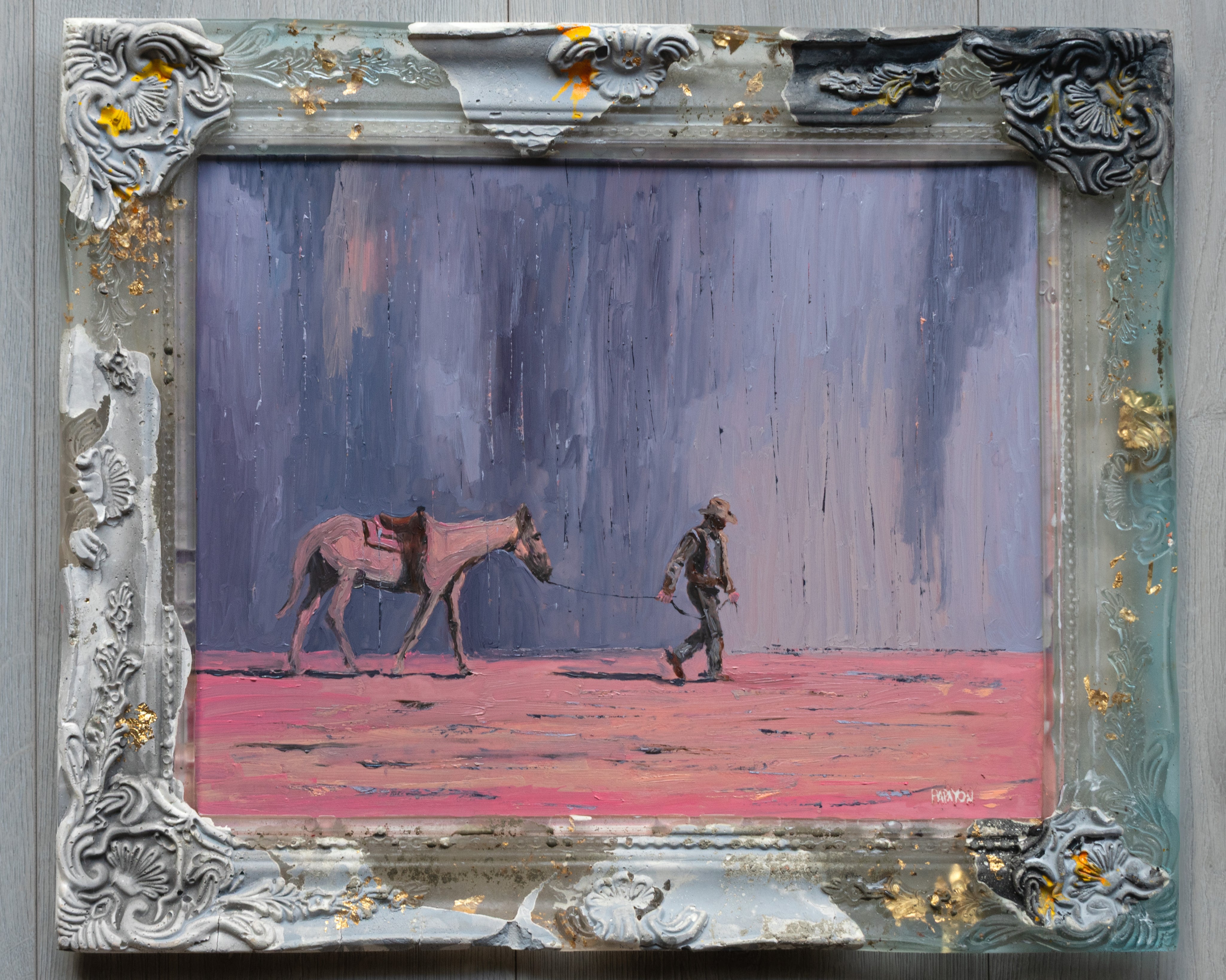 The Ground Keeps Moving — by Papayon |  Mixed Media on Synthetic Paper with Custom Artist Frame 2025 - 2026
