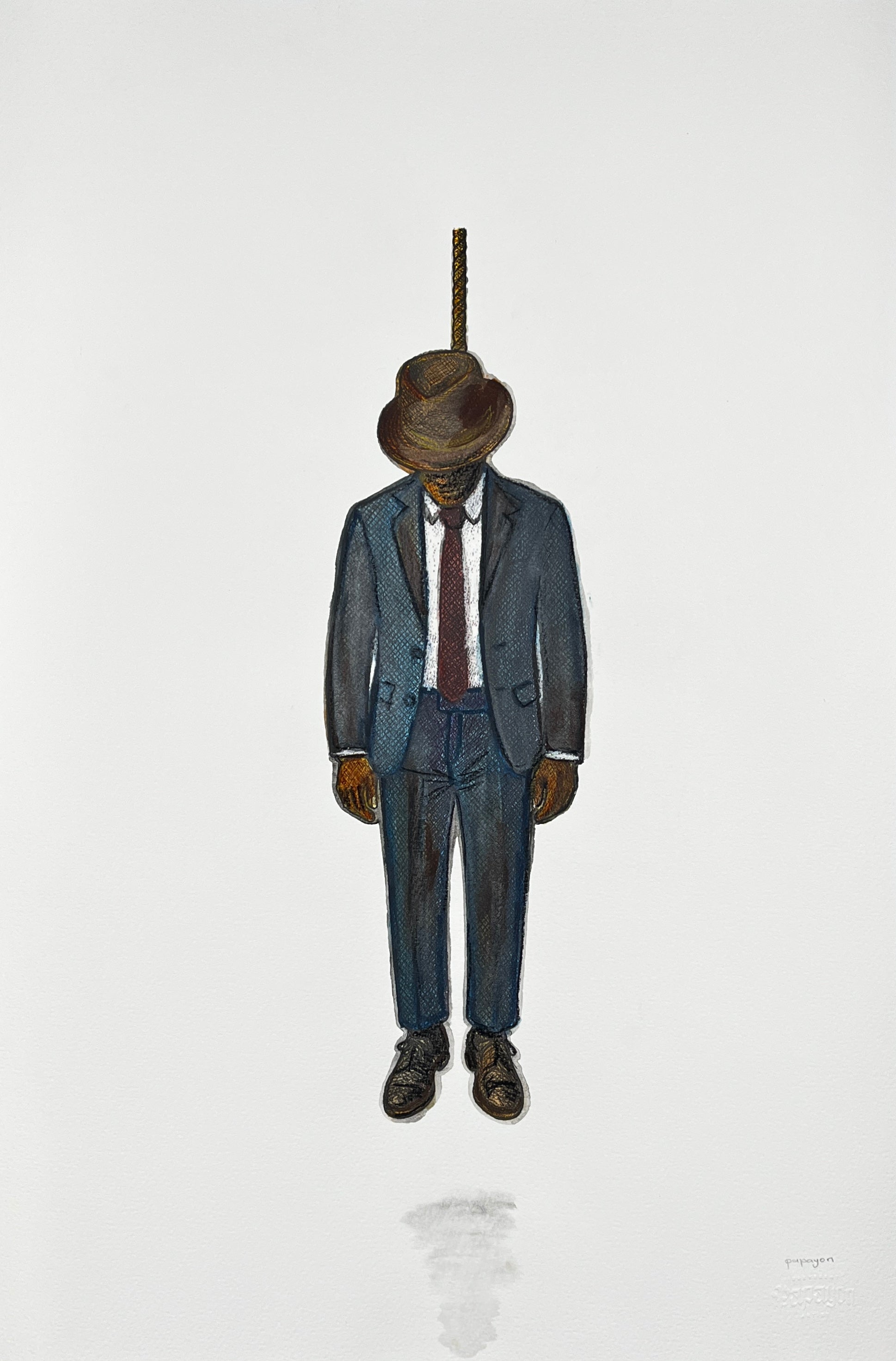 The Hanging Man III (The Salesman) — Original Artwork by Papayon - Mixed media on Cotton Paper