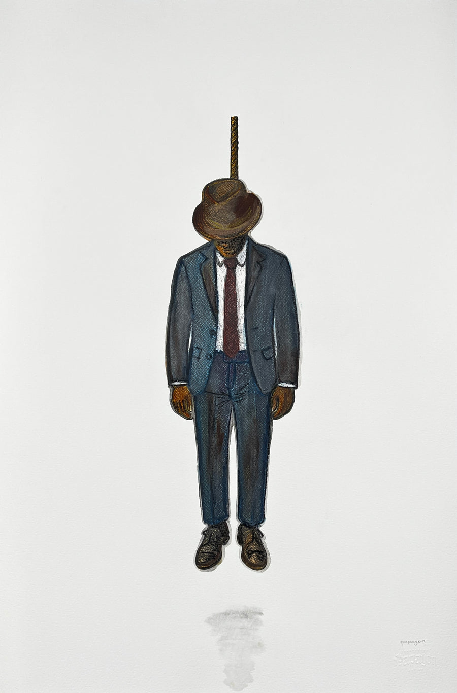 The Hanging Man III (The Salesman) — Original Artwork by Papayon - Mixed media on Cotton Paper