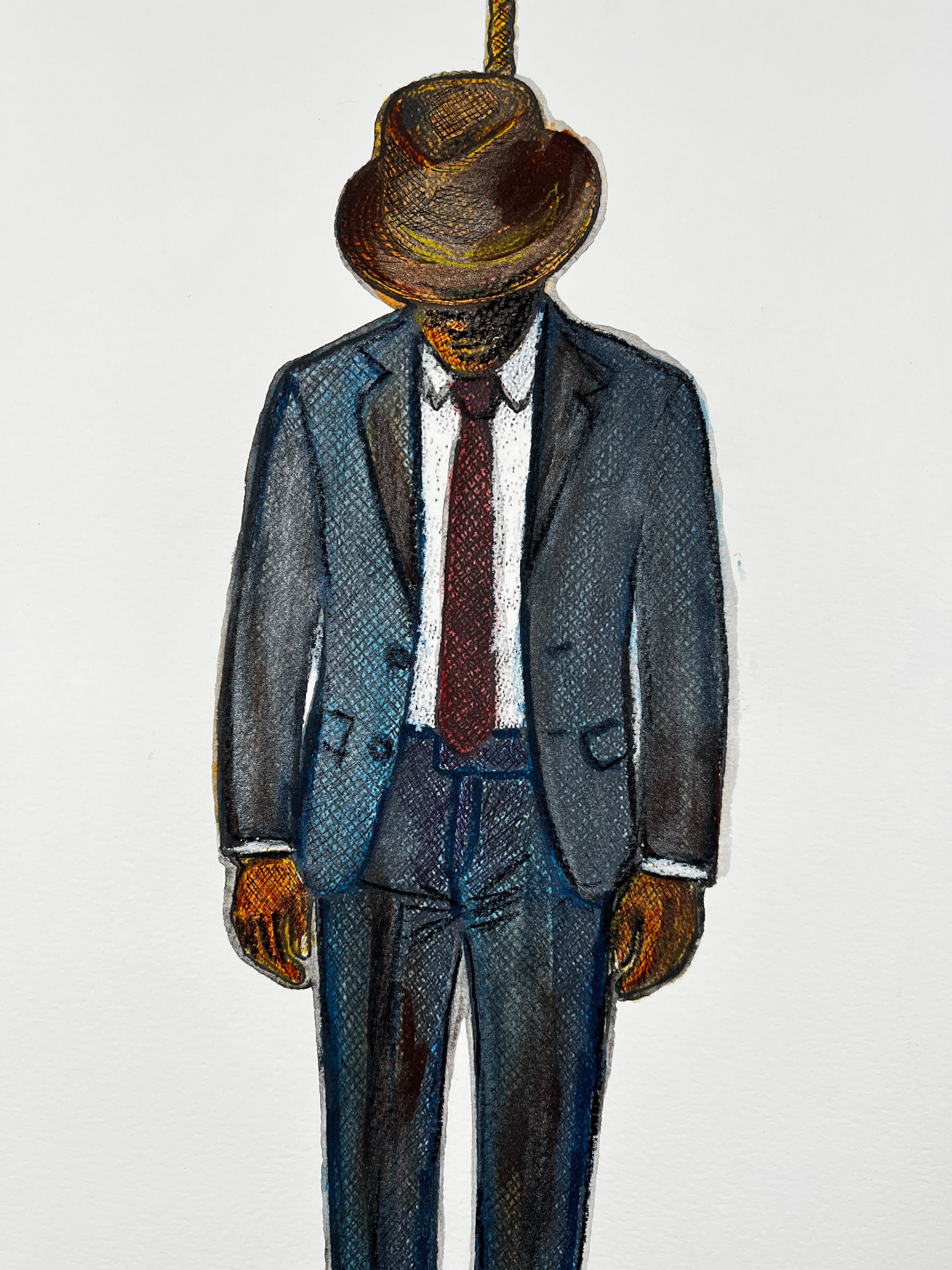 The Hanging Man III (The Salesman) — Original Artwork by Papayon - Mixed media on Cotton Paper