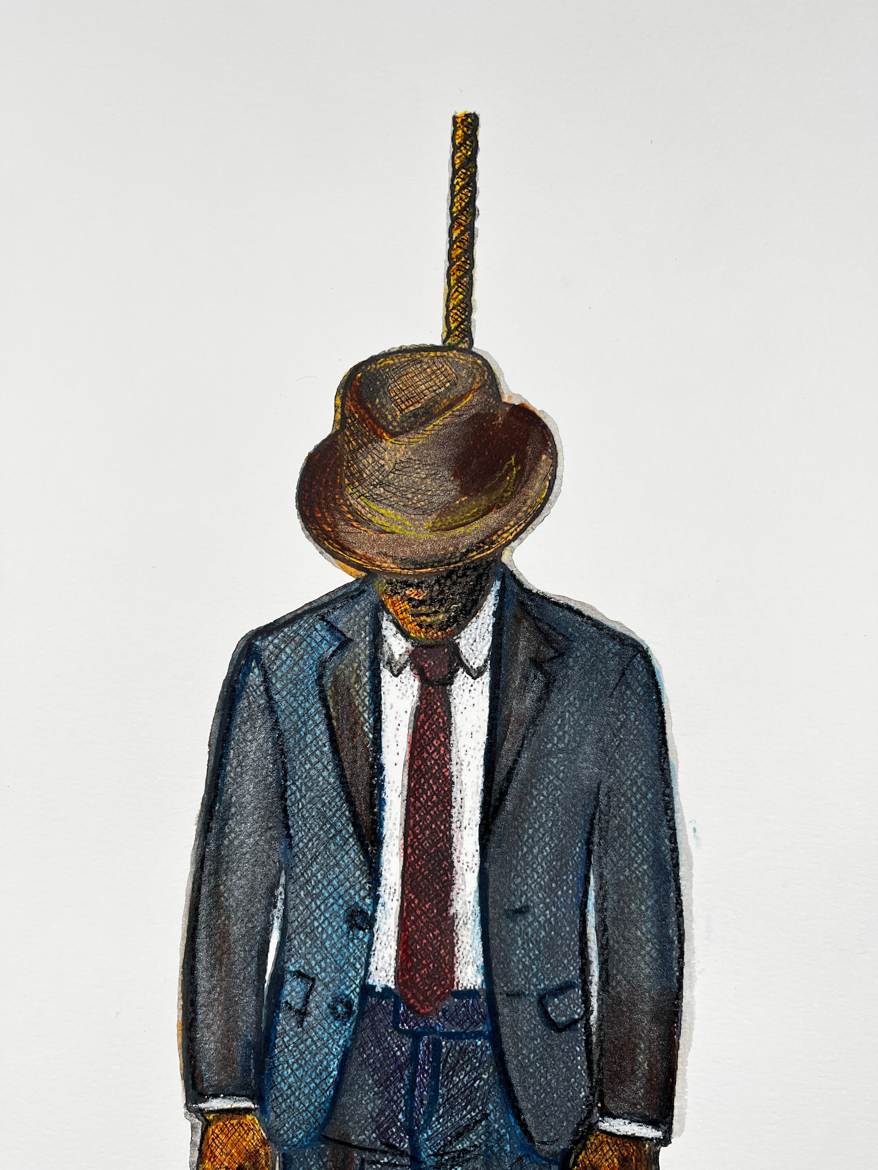 The Hanging Man III (The Salesman) — Original Artwork by Papayon - Mixed media on Cotton Paper