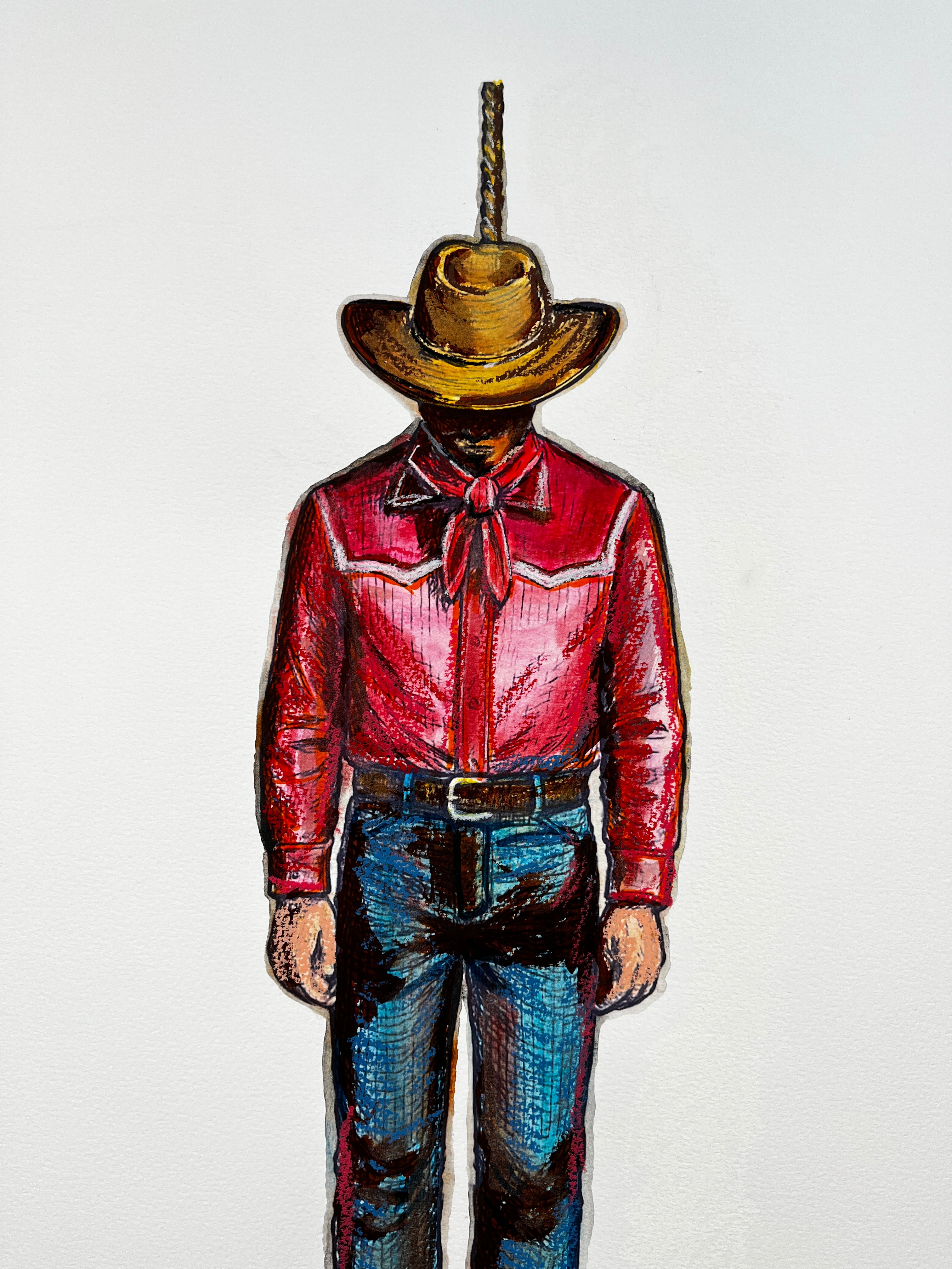 The Hanging Man II (The Western) — Original Artwork by Papayon - Mixed media on Cotton Paper