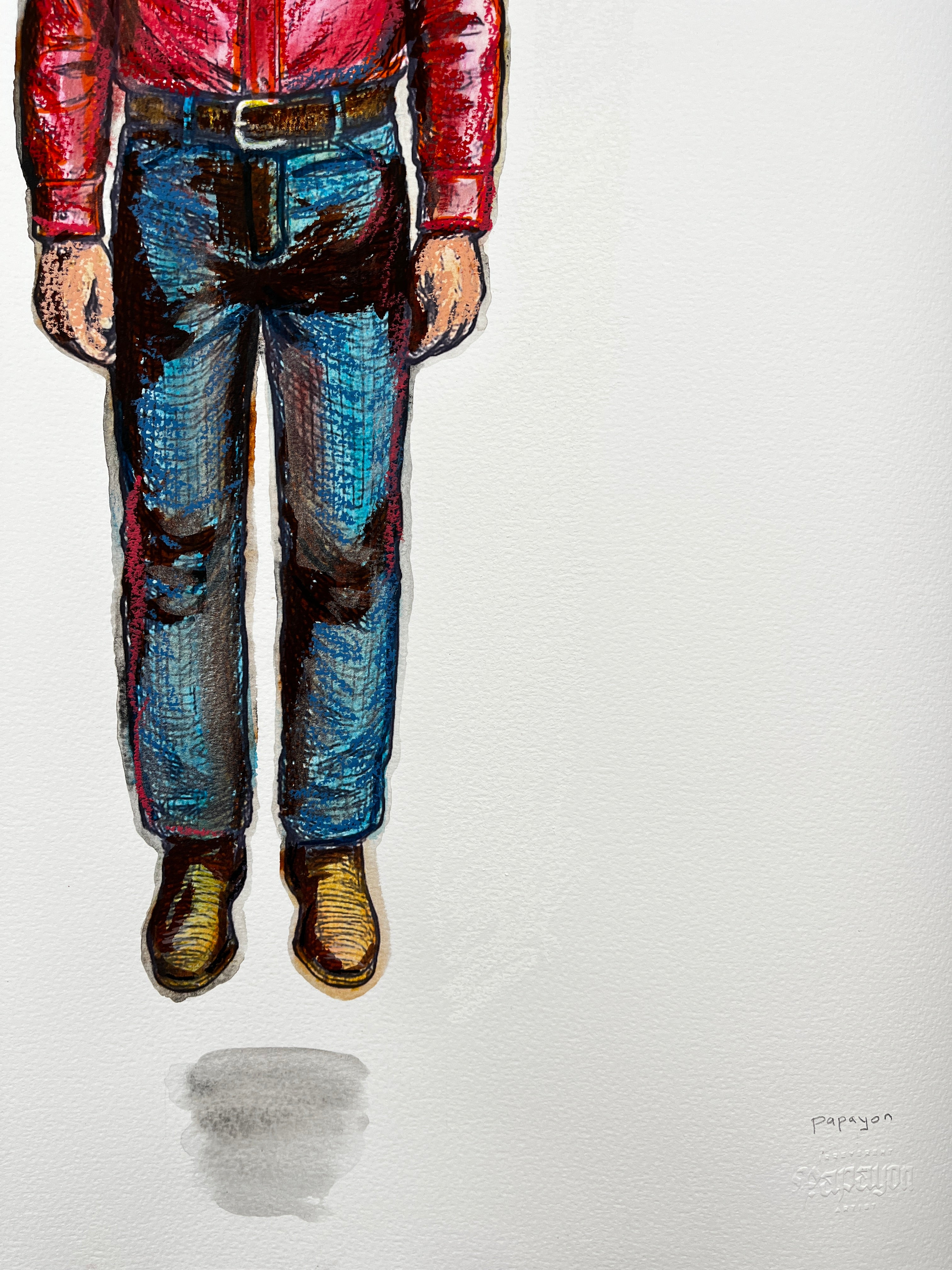 The Hanging Man II (The Western) — Original Artwork by Papayon - Mixed media on Cotton Paper