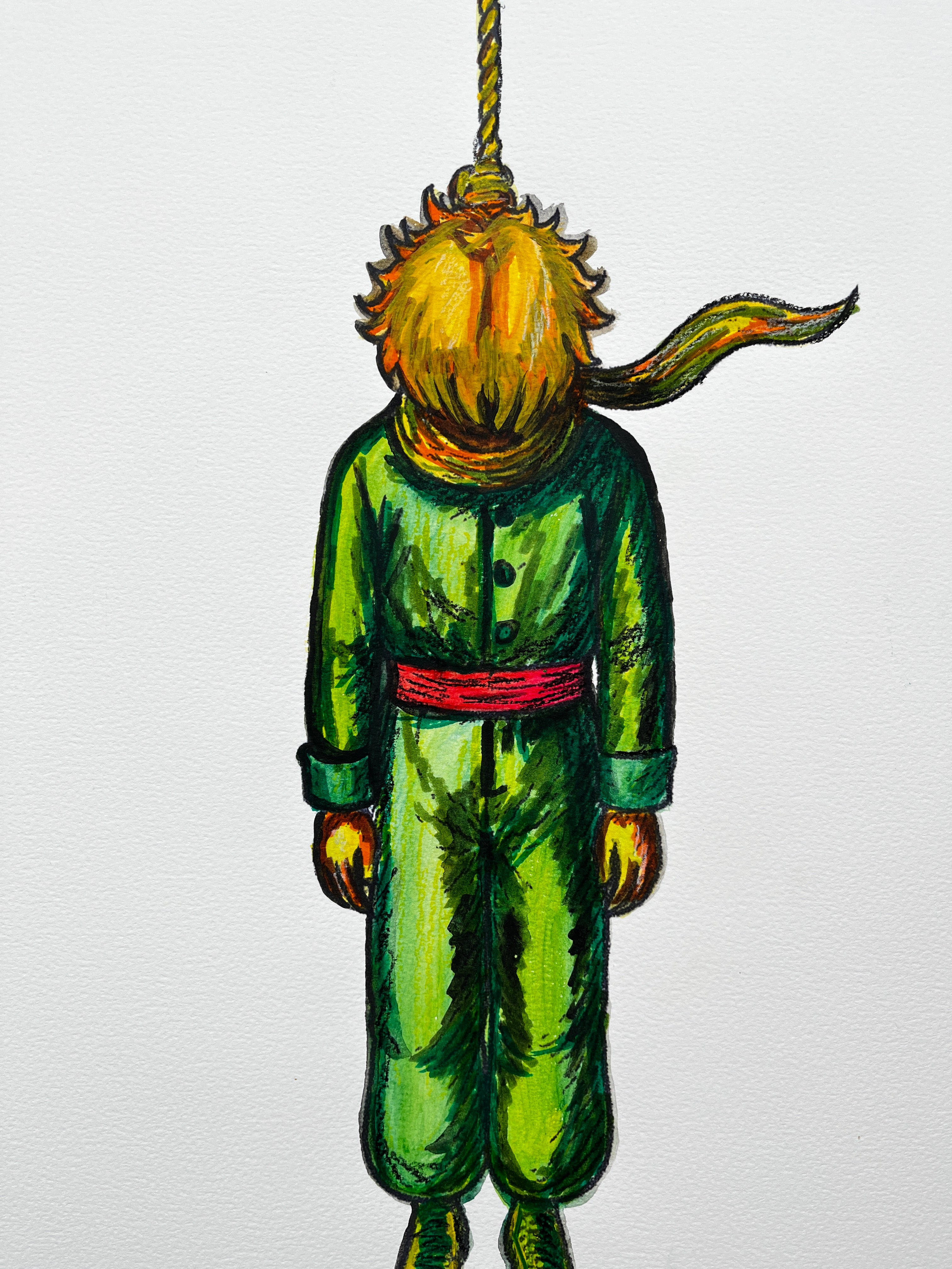 The Hanging Man I (The Little Prince) — Original Artwork by Papayon - Mixed media on Cotton Paper