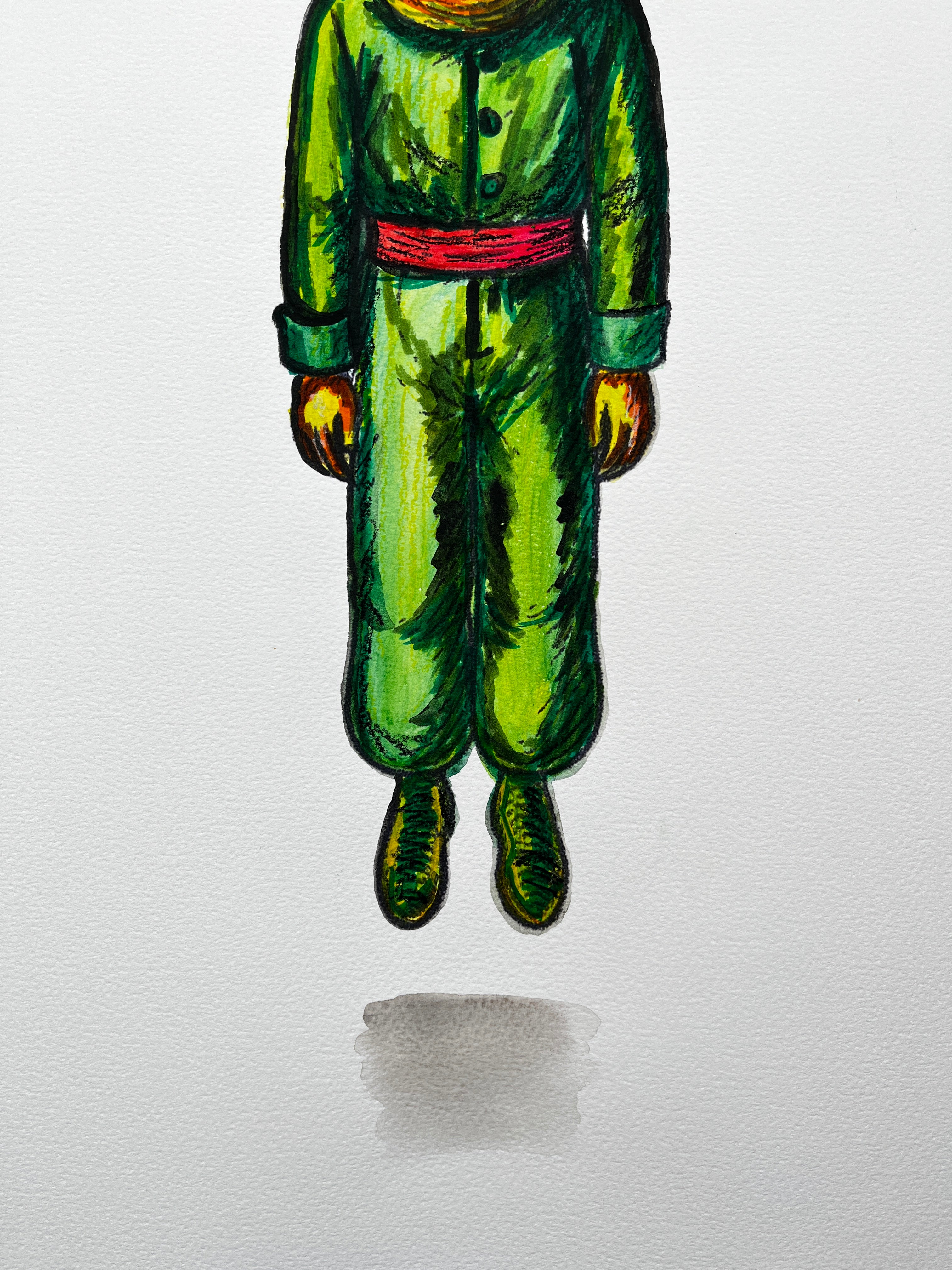 The Hanging Man I (The Little Prince) — Original Artwork by Papayon - Mixed media on Cotton Paper