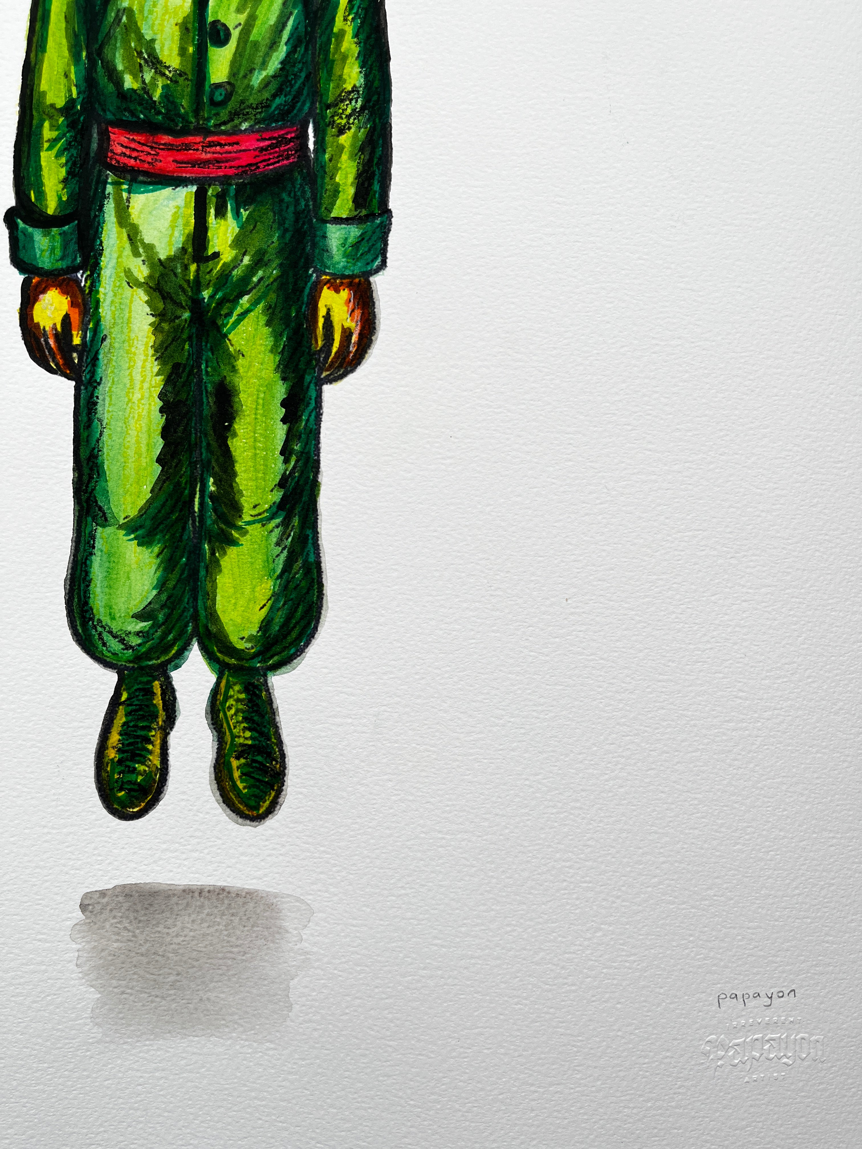 The Hanging Man I (The Little Prince) — Original Artwork by Papayon - Mixed media on Cotton Paper