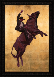The Ninth Second — Original Artwork by Papayon - Oil and gold leaf on canvas board, framed in carved wood