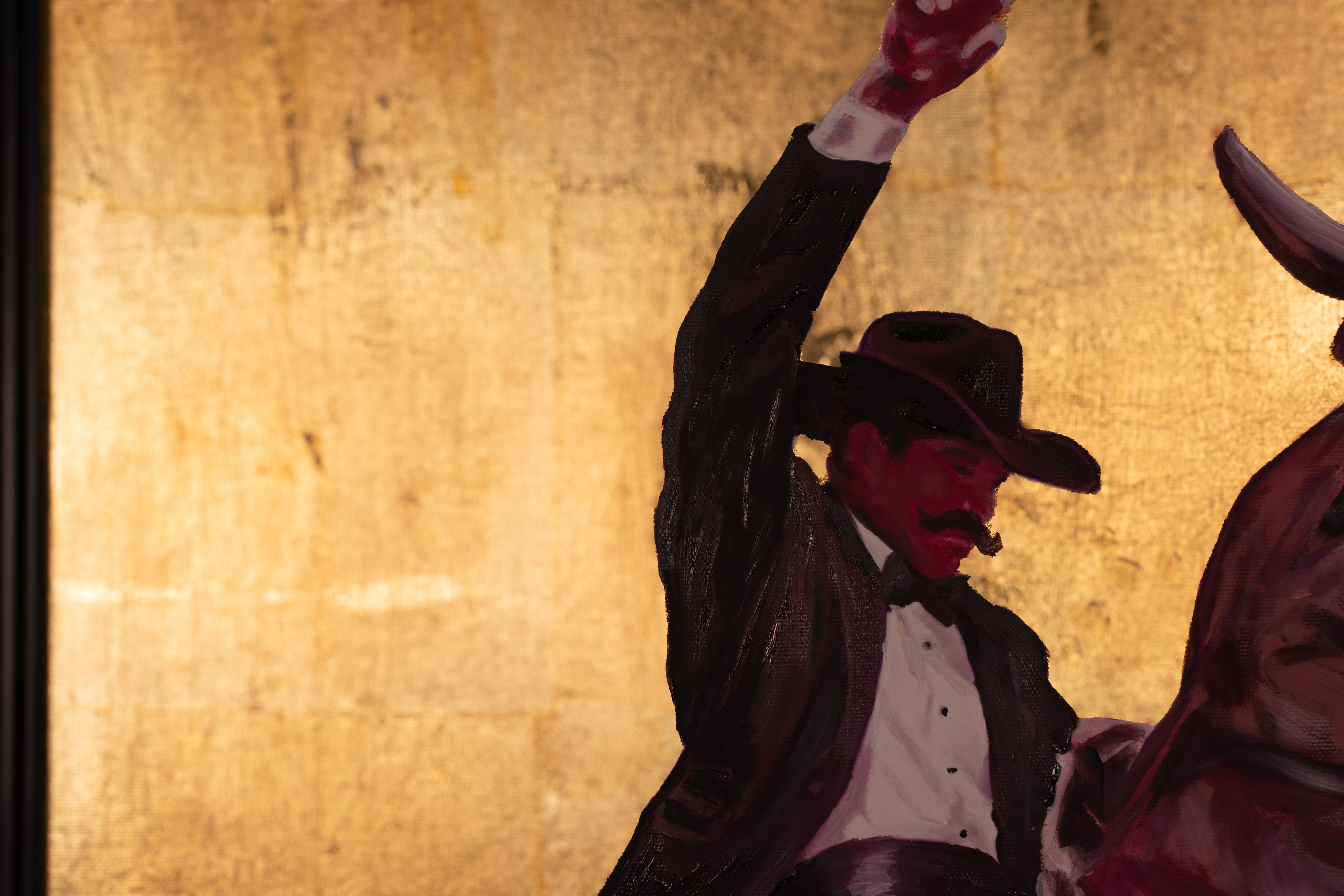 The Ninth Second — Original Artwork by Papayon - Oil and gold leaf on canvas board, framed in carved wood