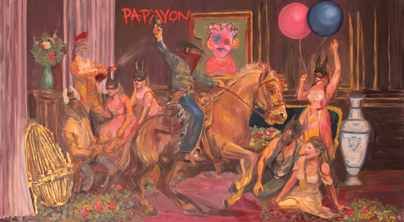 The Party Has Just Begun — Original artwork by Papayon | Oil mixed media on canvas 2025