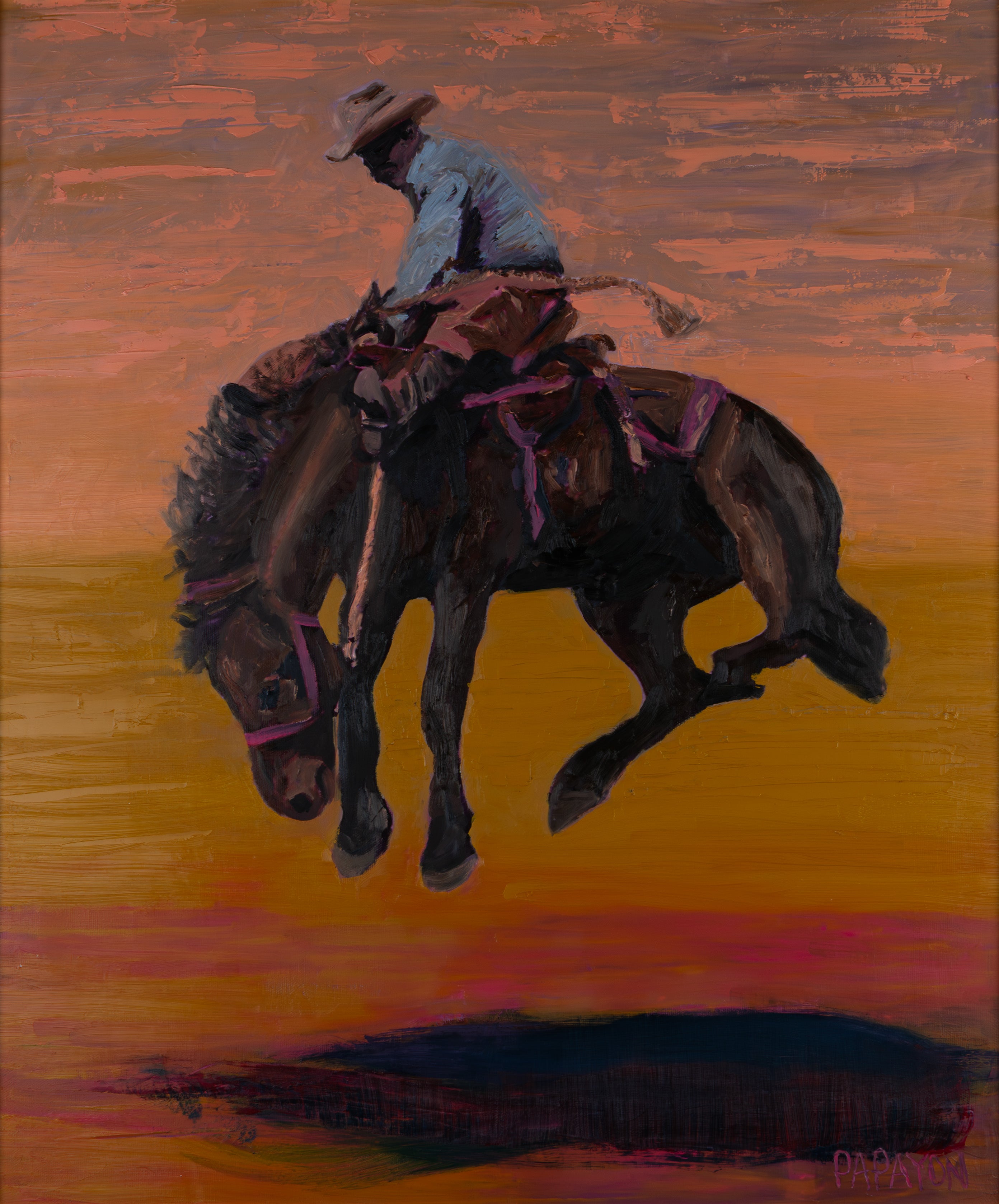 The Weight of Staying — Original Artwork by Papayon | Oil on canvas board, 2026