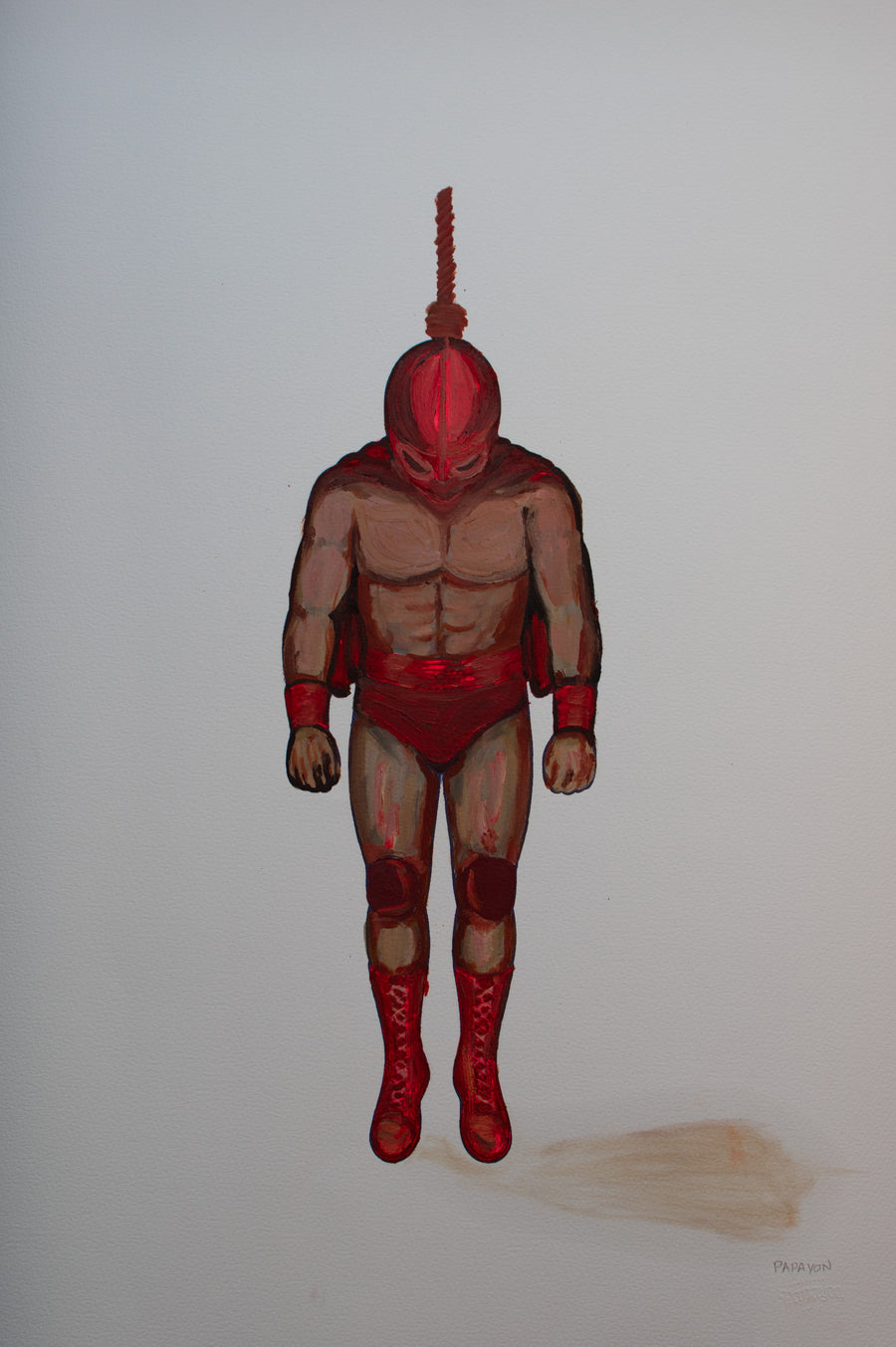 The Hanging Man VII (The Wrestler) — Papayon | Oil Mixed media on Cotton Paper 2025